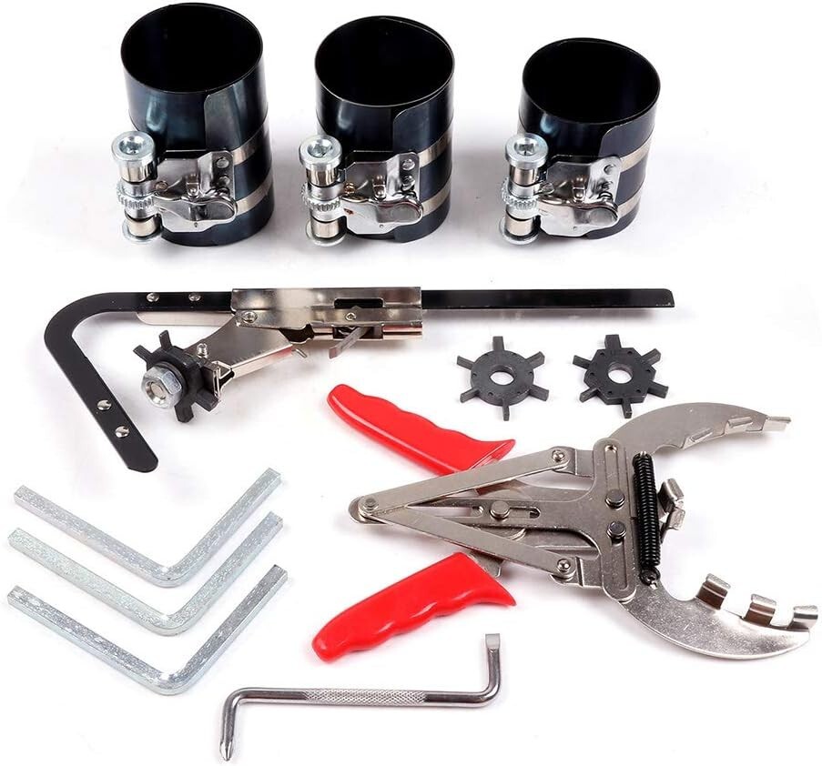Piston Ring Service Tool Set Piston Ring Compressor With Ratchet Key 3″ 3.5″ 4″