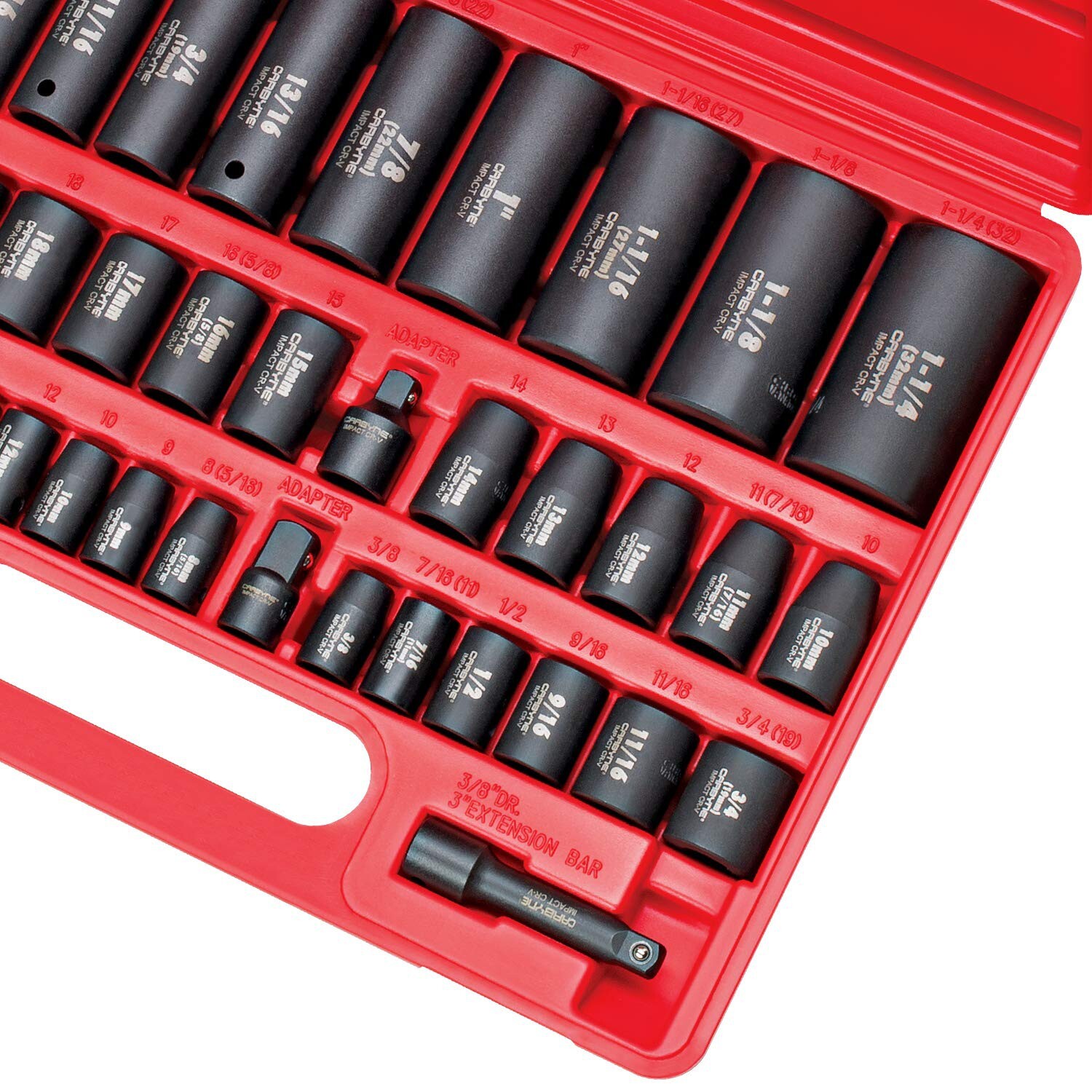 CARBYNE 40 Piece Impact Socket Set, SAE & Metric, Standard and Deep Sockets, …