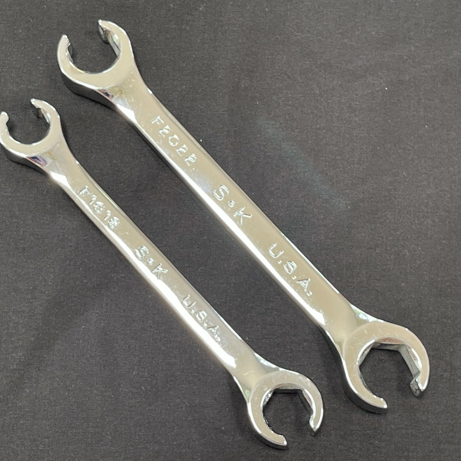 SK TOOLS USA FLARE NUT LINE WRENCH 2 pc SET 1/2 x 9/16 F1618 & 5/8 x 11/16 F2022