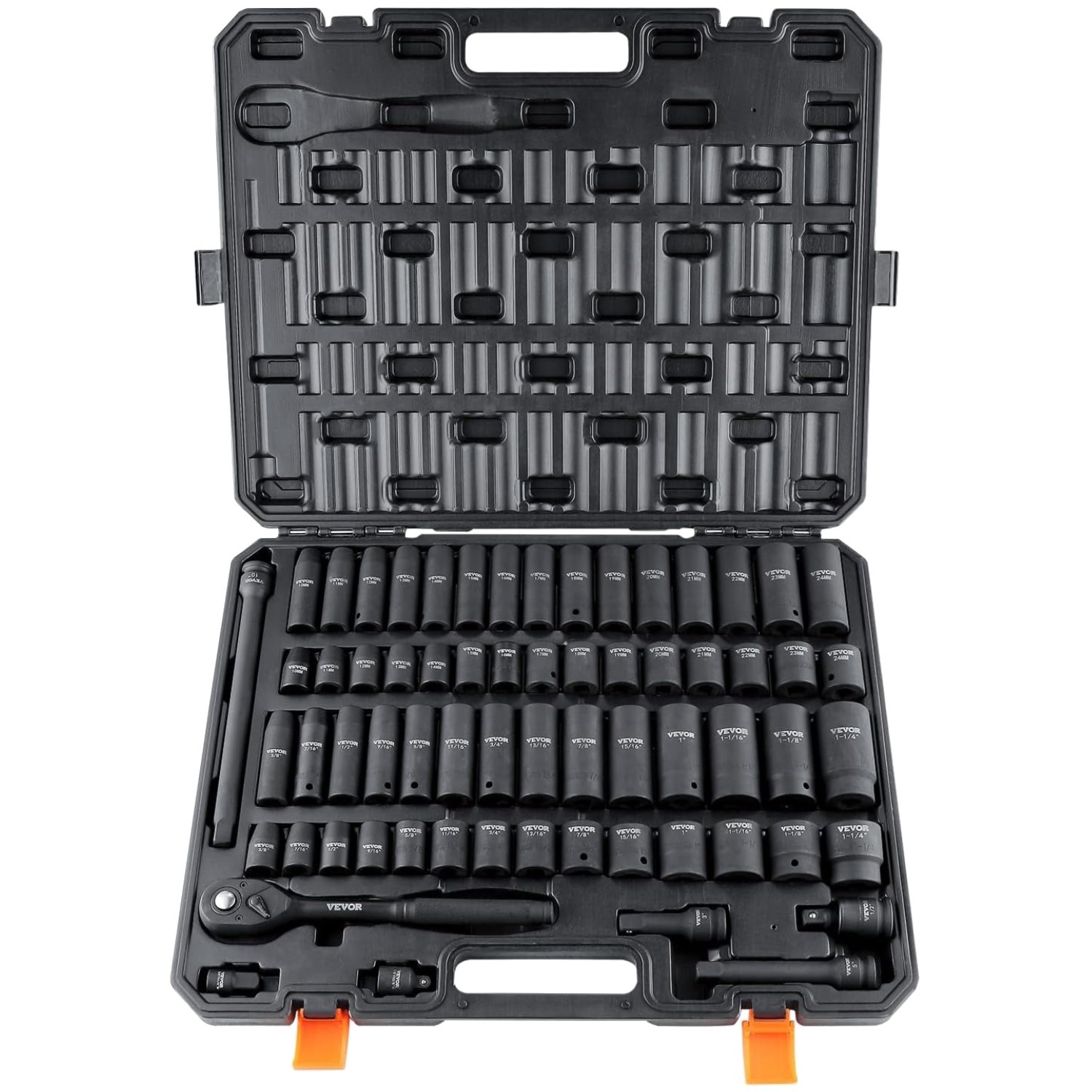 65-Piece Impact Socket Set for Auto Repair, 1/2″ Drive, Cr-V