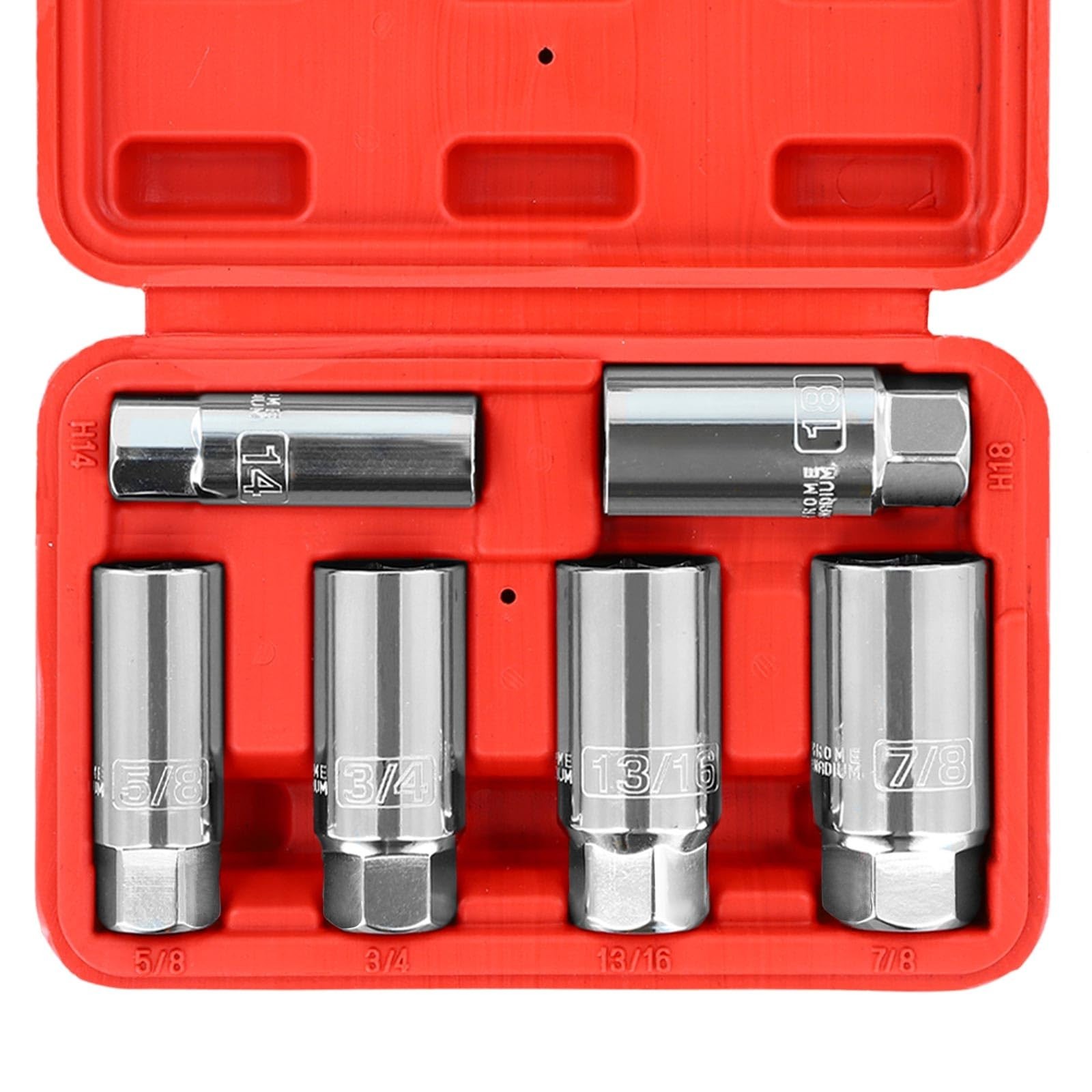 6PCS Spark Plug Socket Set 3/8″ Drive, 6-Point, SAE & Metric Sizes, CR-V Steel