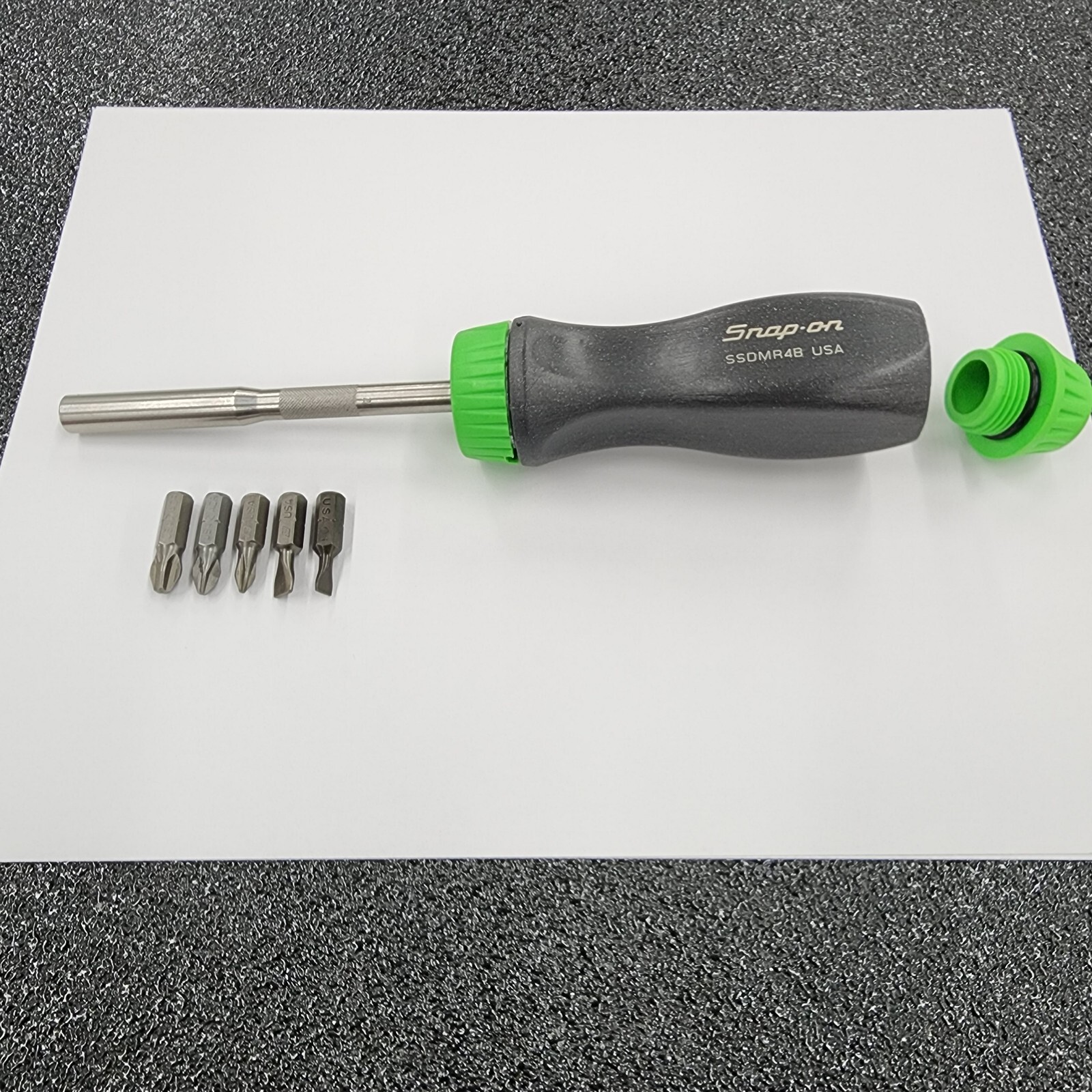 Snap-on Tools USA RARE DARK TITANIUM & GREEN Ratcheting Screwdriver SSDMR4BDT