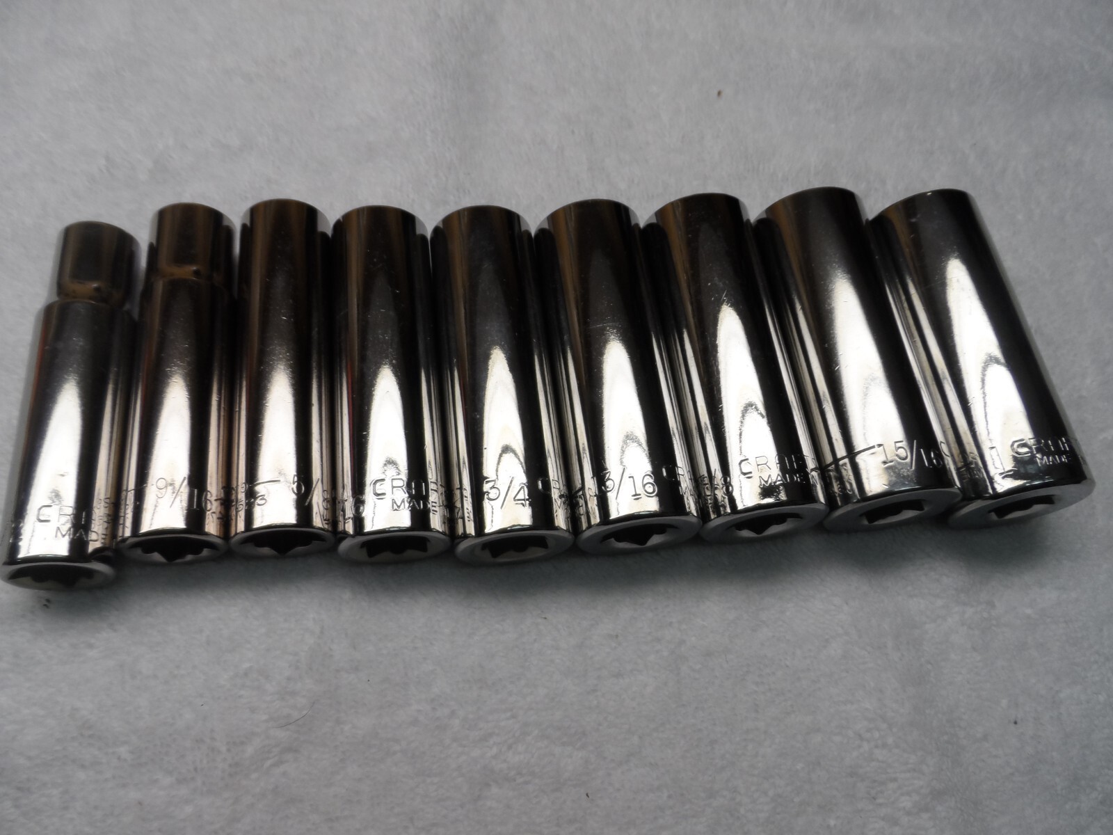Craftsman 1/2″ Drive SAE Deep Socket Set, NOS USA, 12pt 6pt – 9 pcs (1/2″ to 1″)