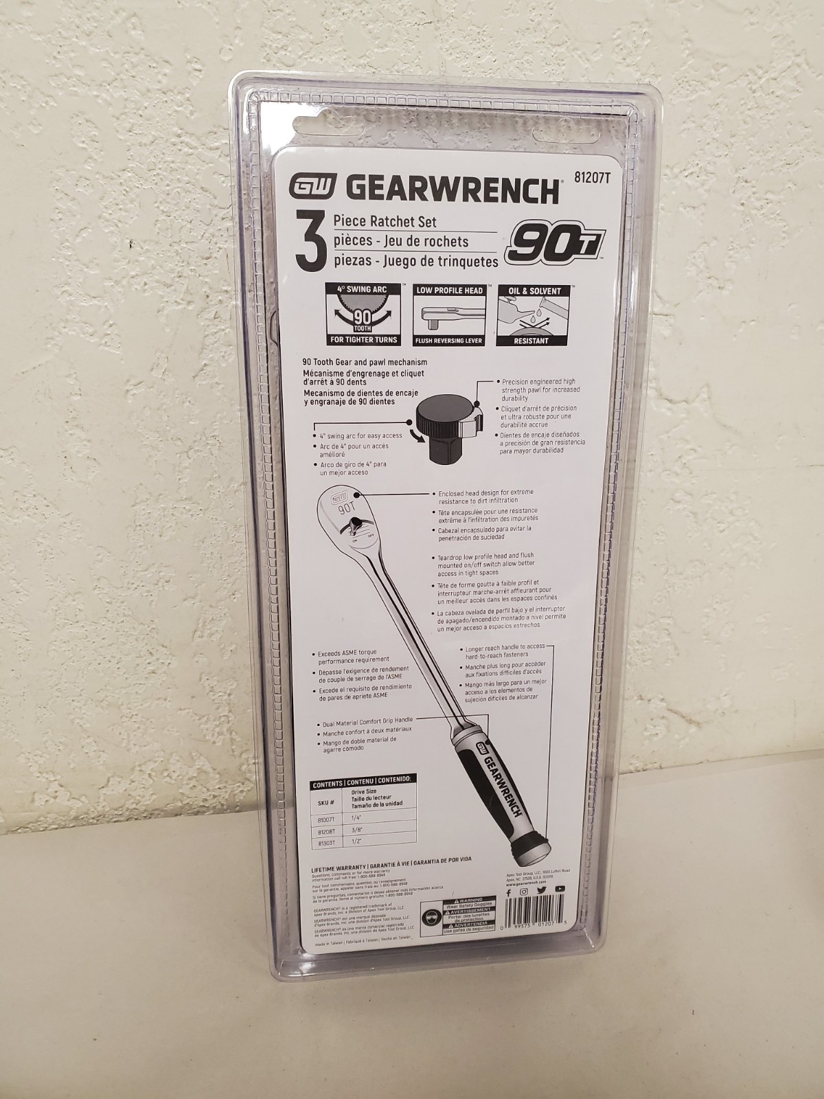 GEARWRENCH 1/4″, 3/8″, & 1/2″ Drive 90-Tooth Dual Material Teardrop Ratchet Set