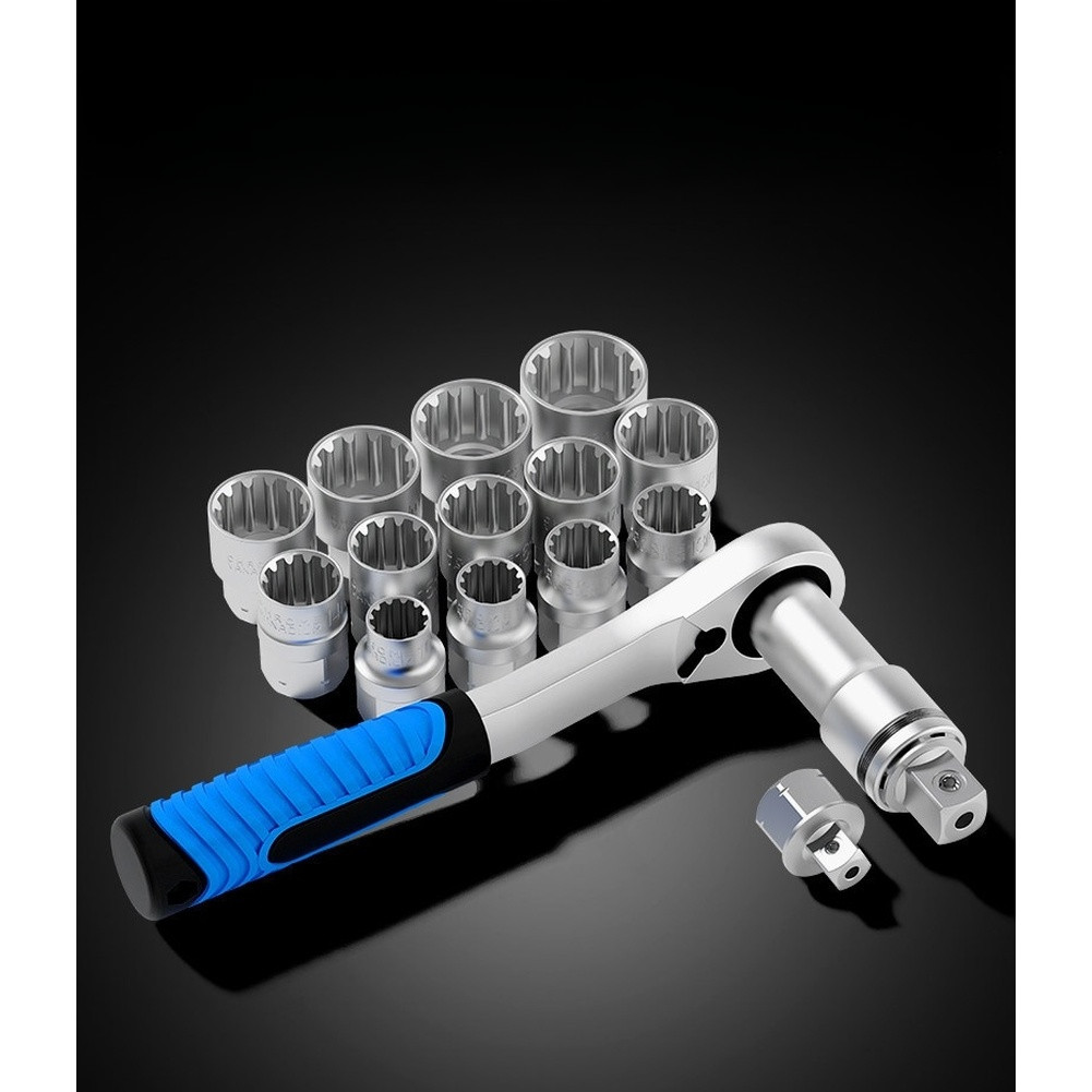 17 Piece 12 Point Ratchet Socket Kit Chrome Vanadium Steel for CR-V Models