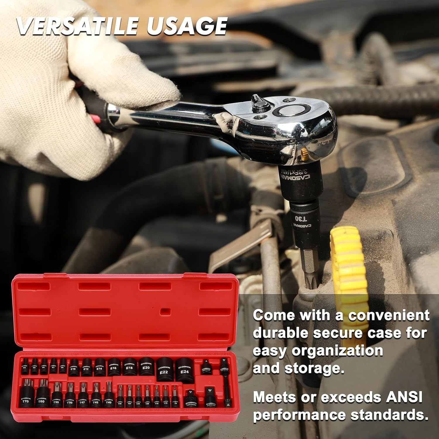 Versatile 32-Piece Torx Socket Set with 14 Star Bits & Female E-Torx Sockets