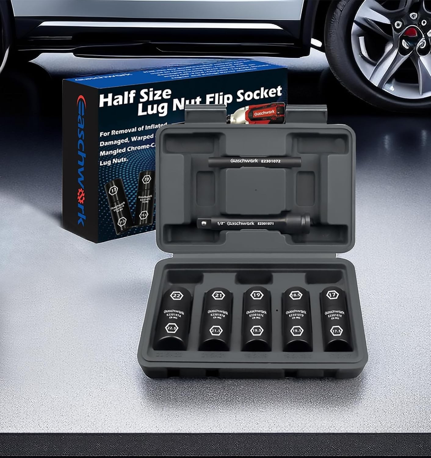 7Pc Half Size Lug Nut Socket Set 1/2” Drive Thin Wall Impact Flip Socket Set …
