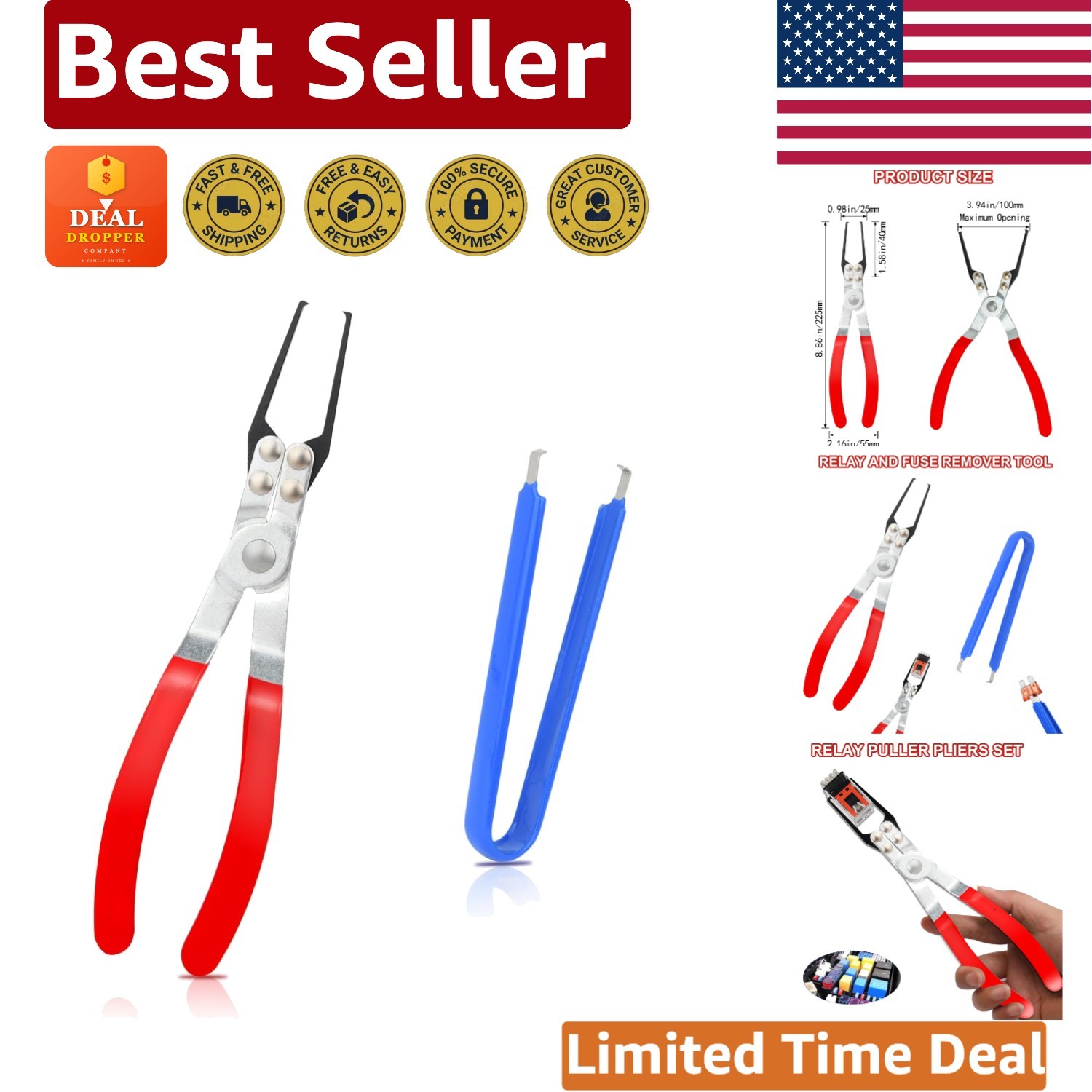 Relay Puller Pliers Set – 2 Pack Stainless Steel Fuse Removal Tools