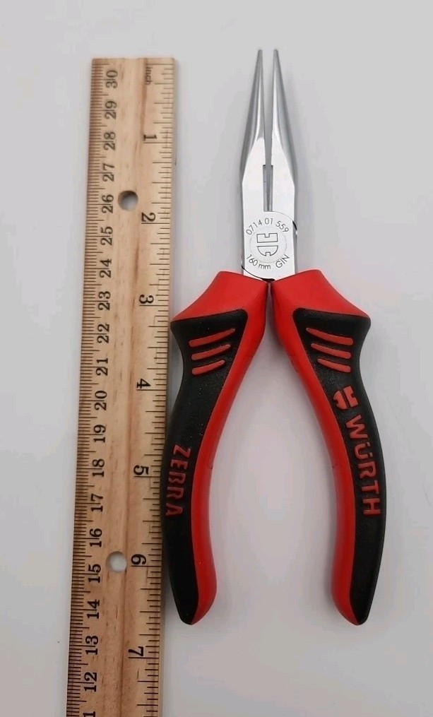 Wurth Zebra Needle Nose Pliers 071401559 160mm 6.5″ Straight Jaw Shape
