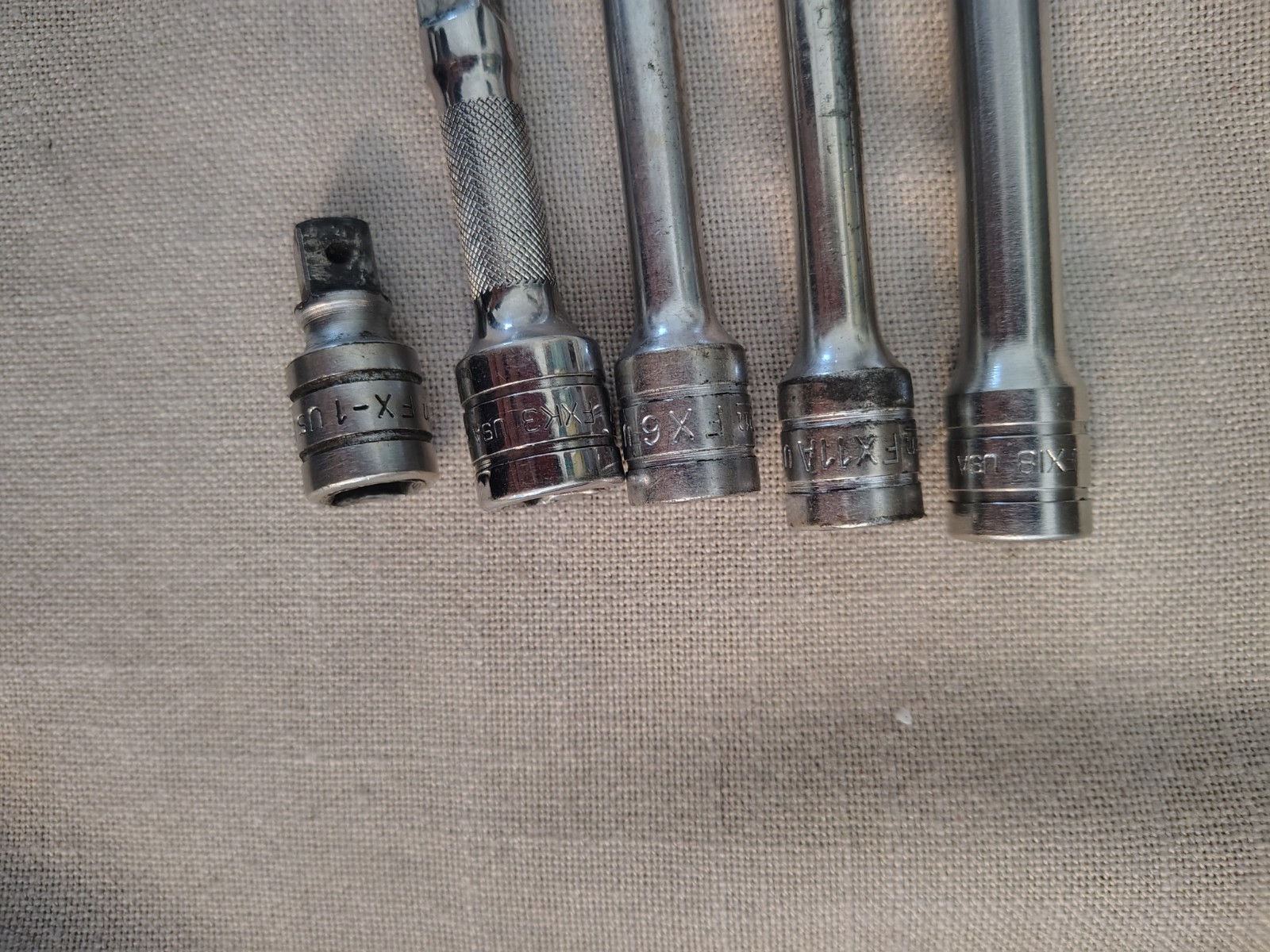 5pc. SNAP ON TOOLS 3/8” DRIVE SOCKET EXTENSION SET, USA 1″ 3″ 6″ 11″ 18″ USA