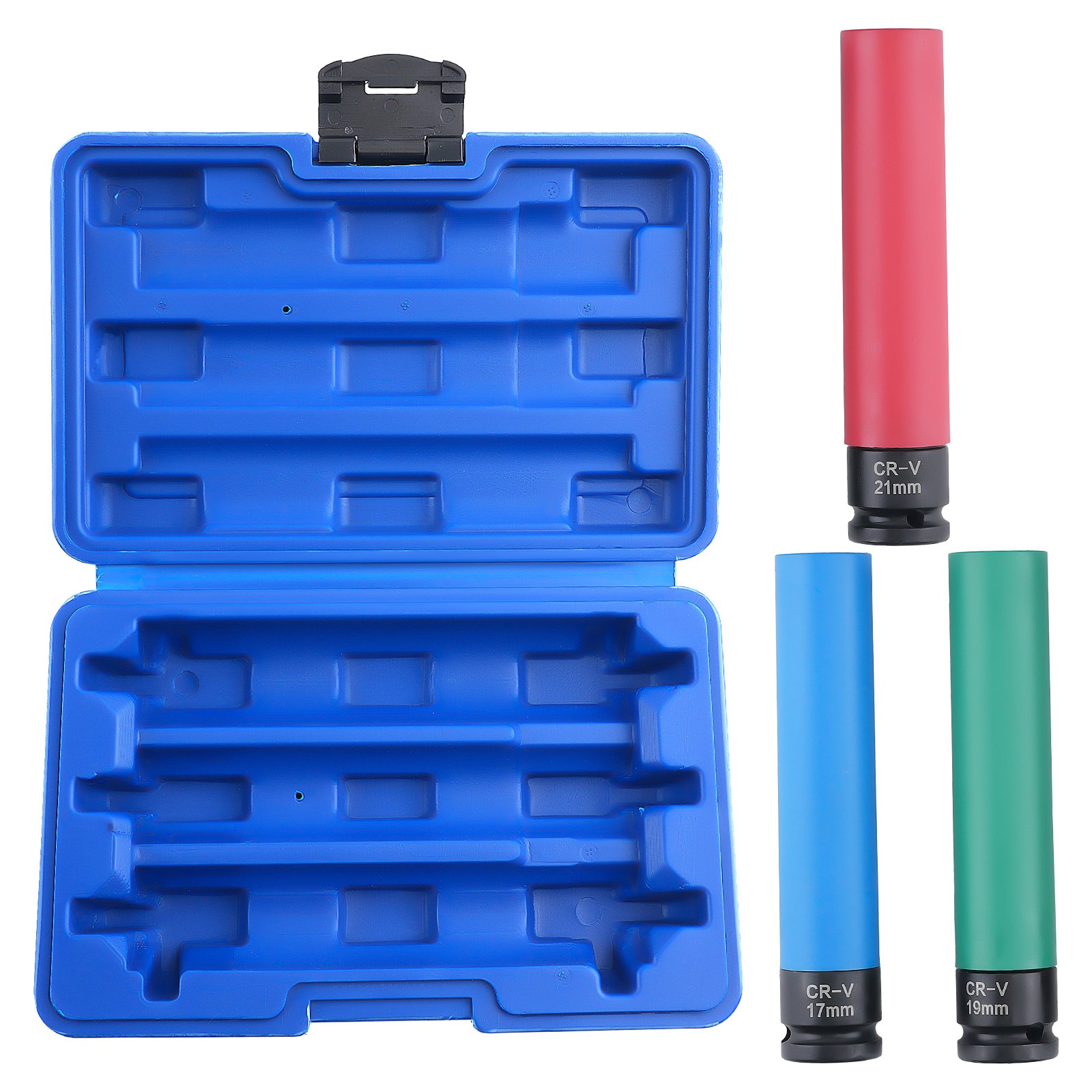 3Pcs 1/2» Drive Wheel Socket Impact 17mm 19mm 21mm Thin Wall 6 Point 50bc
