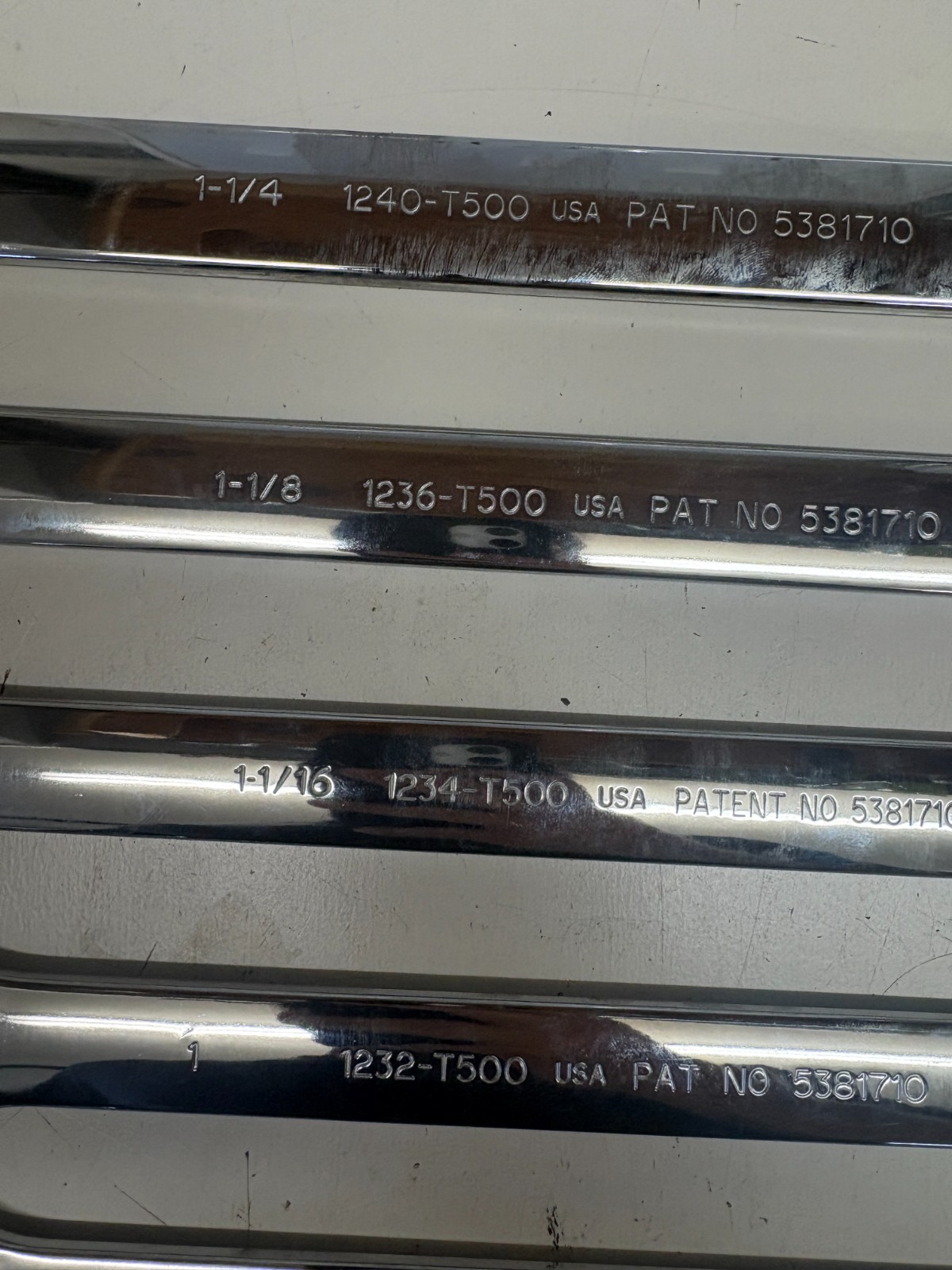 8 Set Proto Tools Anti-Slip SAE Wrench Set 1234-T500 1-1/4 1-1/8 1-1/16 7/8 5/8