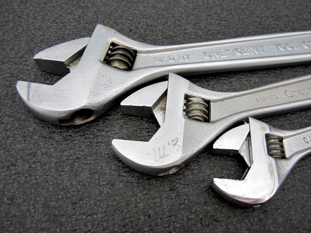 Vintage Crescent 6″ 8″ 10″ Adjustable Wrench Crestoloy Made in USA