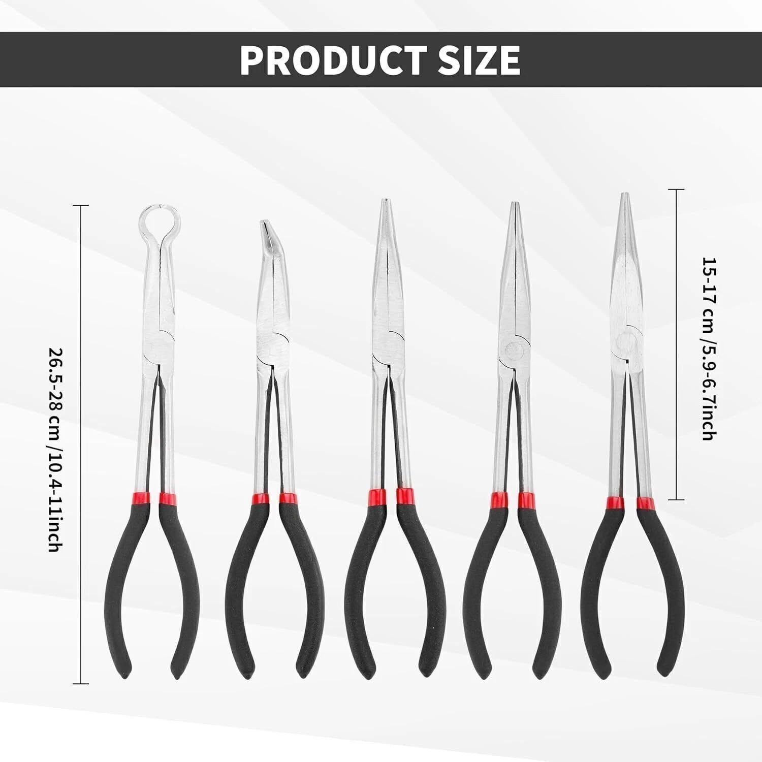 5 Pcs Needle Nose Pliers 11 in Long Needle Nose Plier Set with Storage Bag
