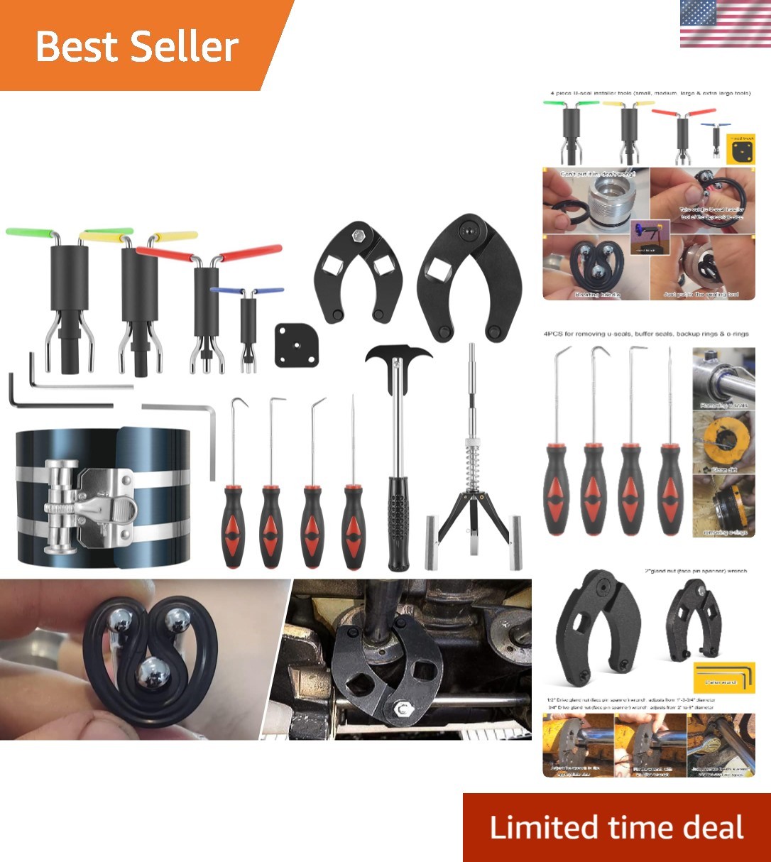 17-Piece Hydraulic Cylinder Tool Set for Skid Steers and Loaders – Steel