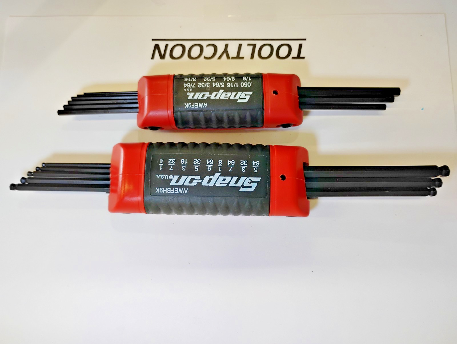 Snap-On Tools NEW 2pc Red/Black SAE Ball/Straight Hex Combo Set AWEFBH9K AWEF9K
