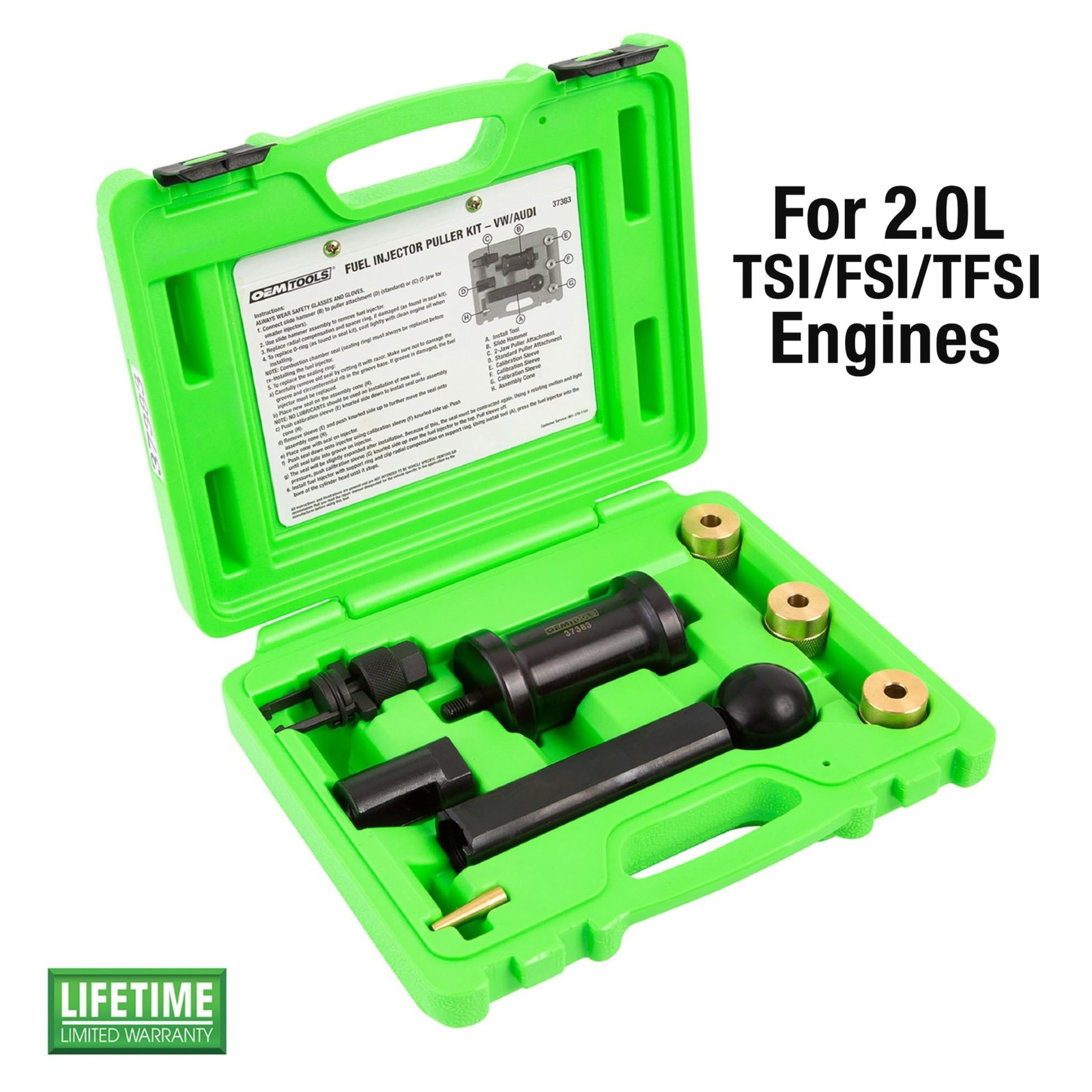 OEMTOOLS 37383 VW/Audi Fuel Injector Puller Kit, Set, Green, Green