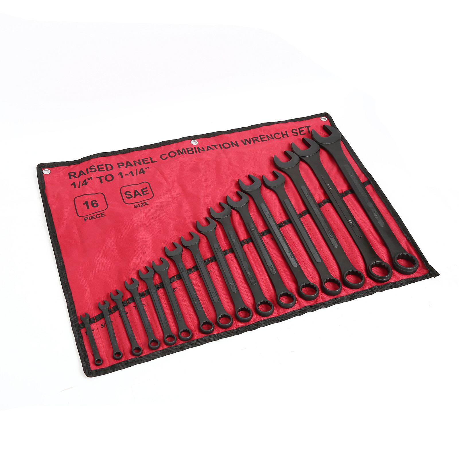 16pcs Combination Wrench Set SAE 1/4″ to 1-1/4″ with Roll Up Pouch Raised Panel