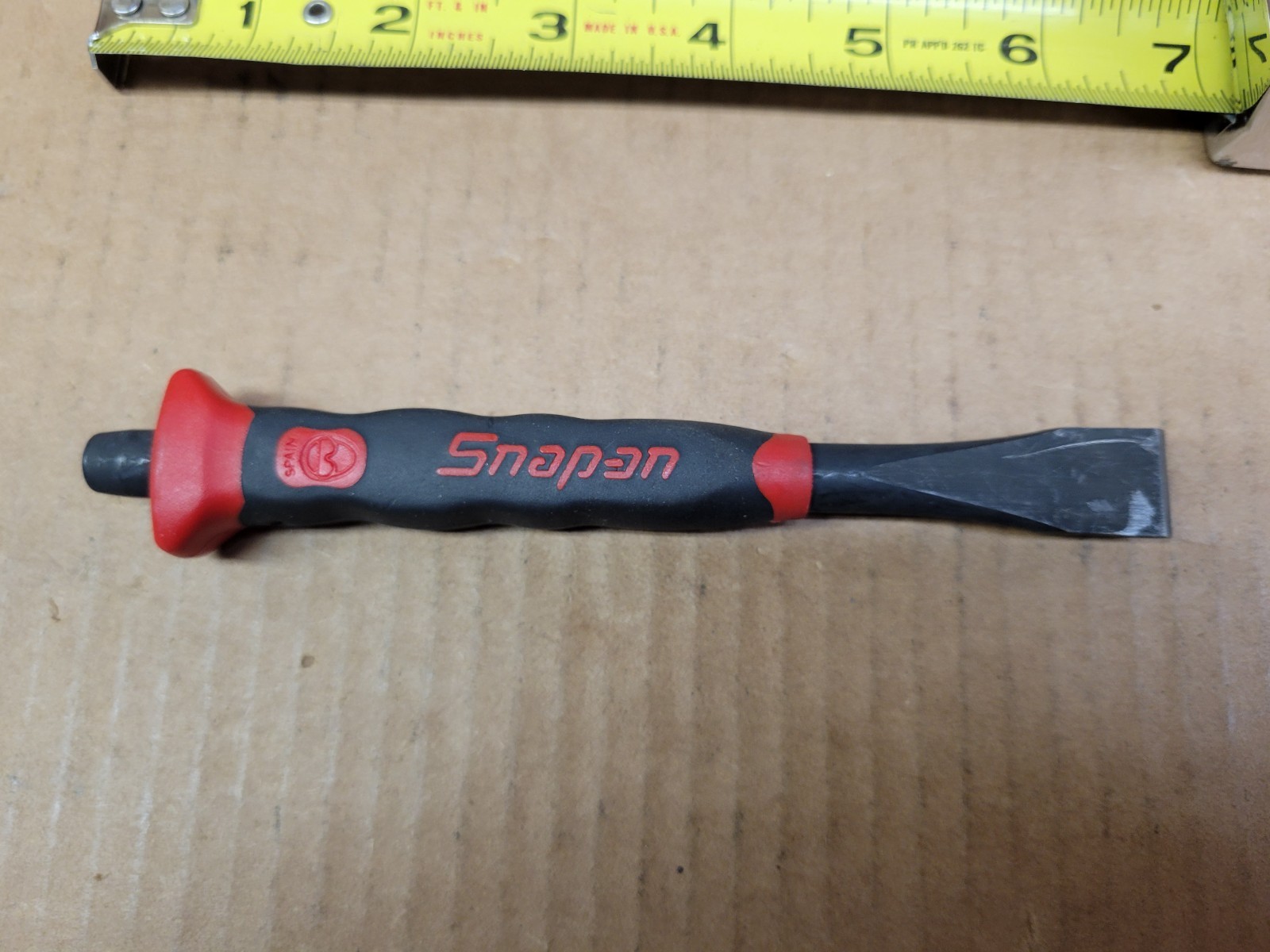 Snap On 5/8″ Flat Chisel With Red / Black Comfort Handle Grip No PCSG820