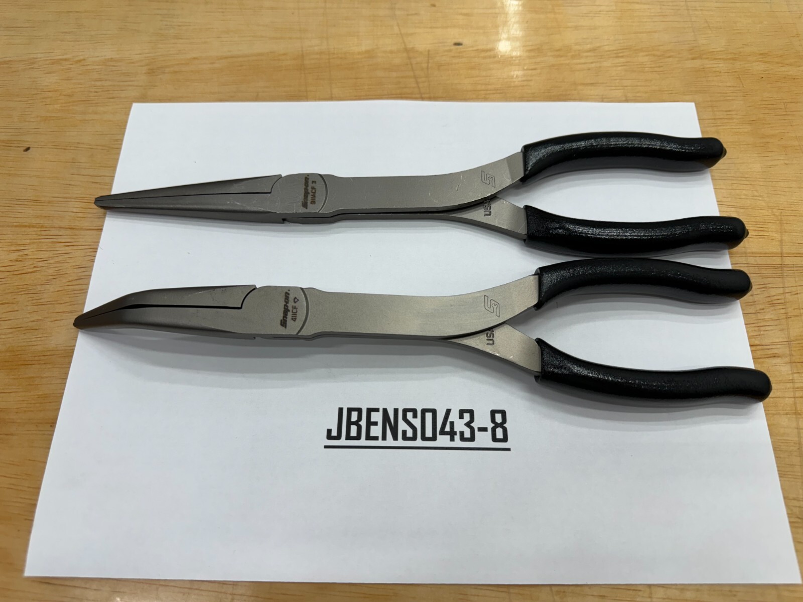 Snap-On Tools USA NEW BLACK 2 Piece Soft Grip Long-Neck Needle Nose Pliers Set