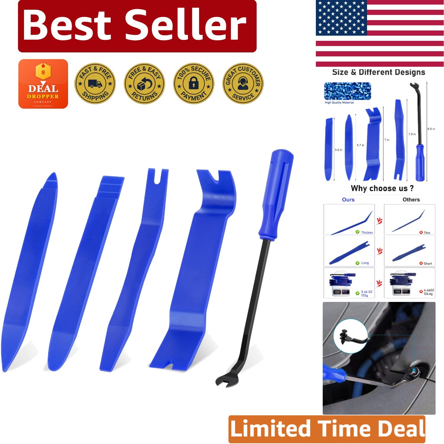 5pcs Car Trim Pry Tool Kit – Essential Tool Set for Auto Enthusiasts and DIYers