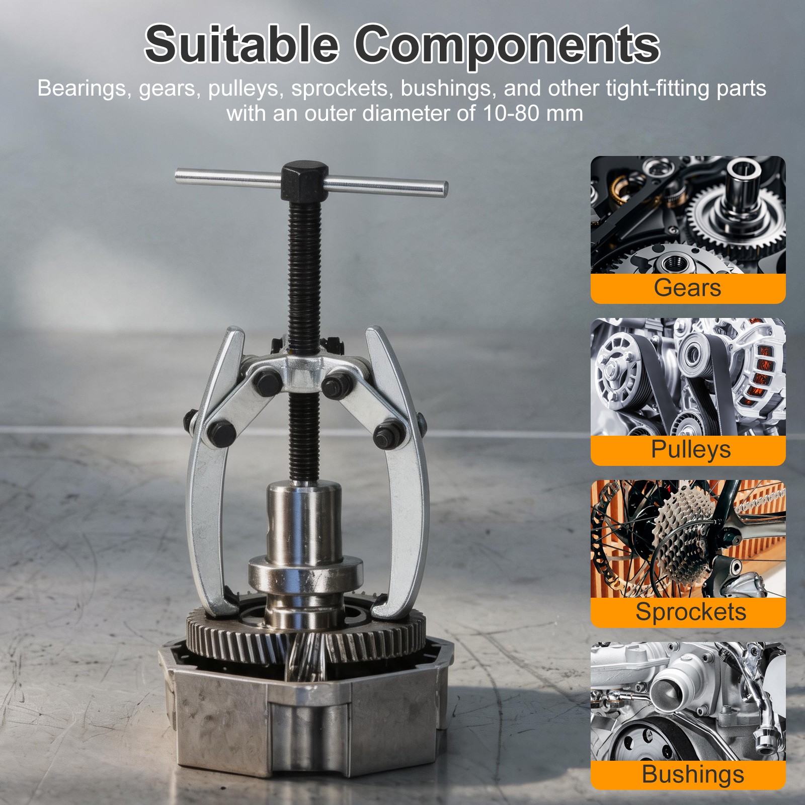 3 Jaw 3in Bearing Gear Pullers Heavy Duty Extractor Tool Adjuestable Removal Kit