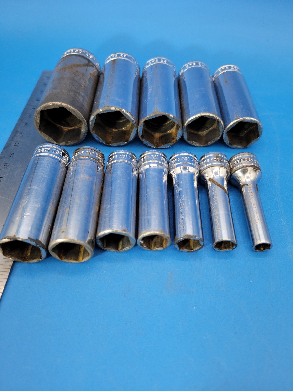 Snap-on Tools Deep Socket Set ⅜” Dr ¼” to 15/16” 6 Pt SFS Ser 12 Pcs USA S-12-10