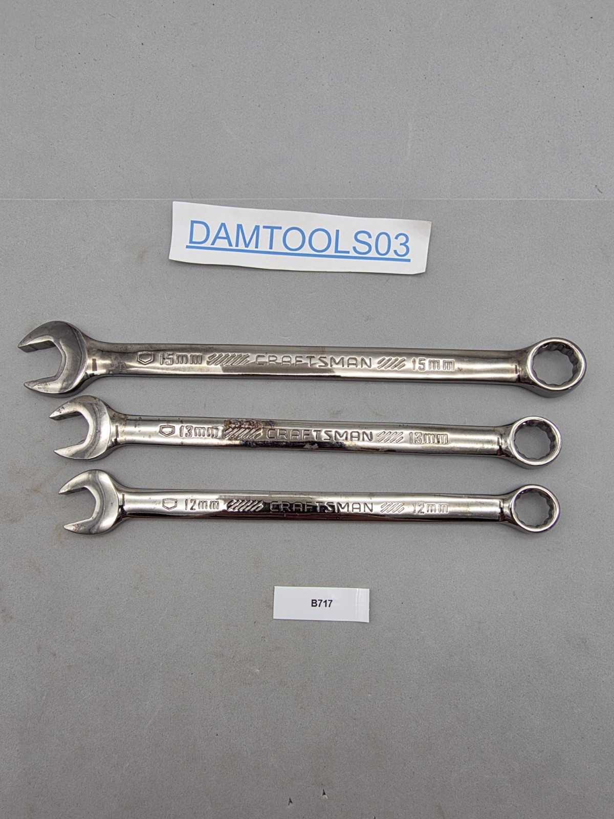 Craftsman Tools Combination Wrenchs 15mm,13mm,12mm 81-976,974,973GM
