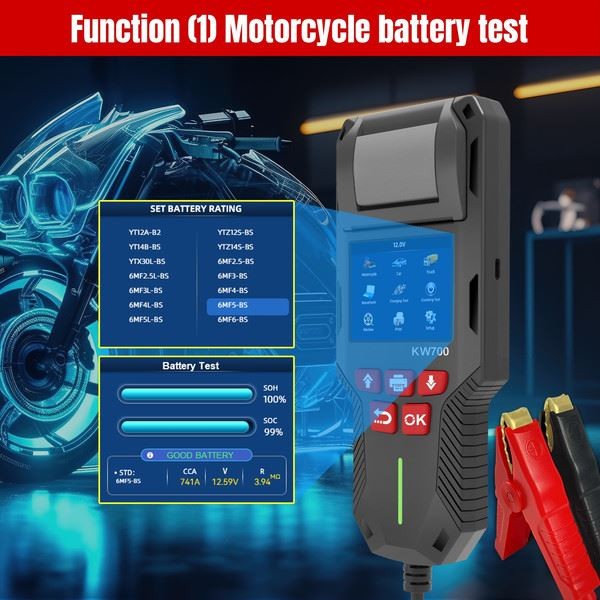 Record Printout KW700 Battery Tester Conductance Analyzer 12V And 24V Compatible