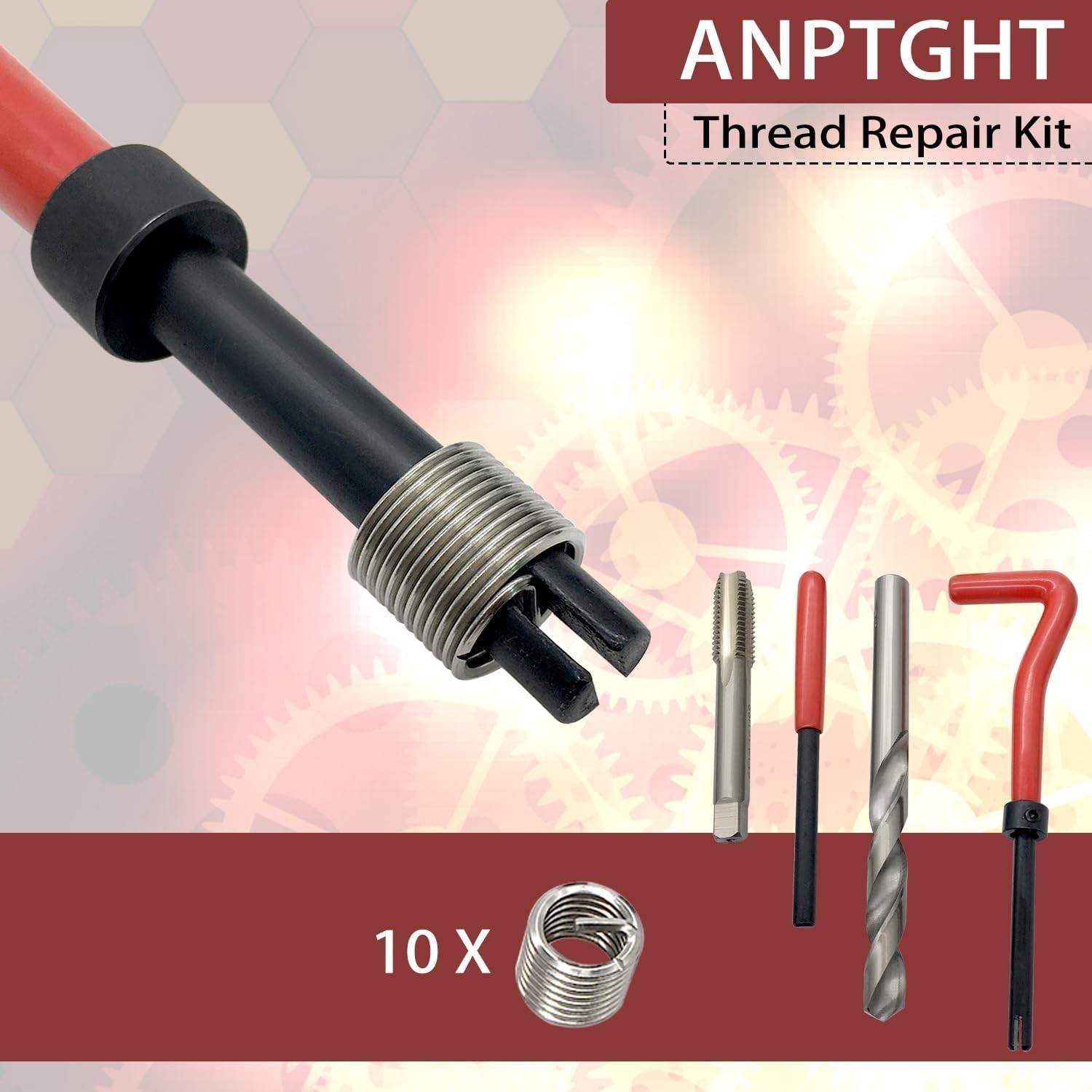 3/8-16 Inch Thread Repair Kit, Helicoil Thread Inserts Taps Kit with HSS Drill B
