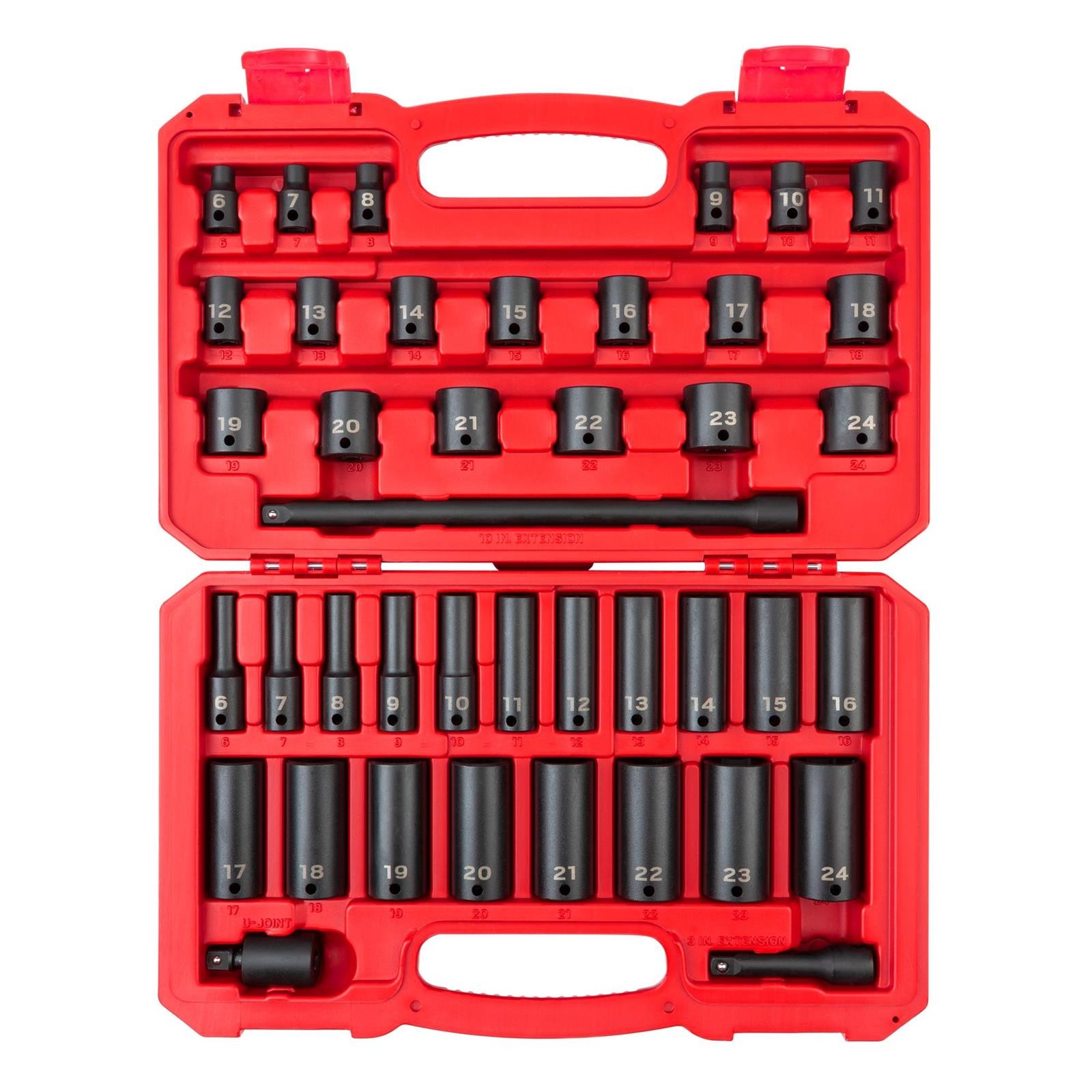 Tekton SID91401 3/8″ Drive 6-Point Impact Socket Set, 41-Piece