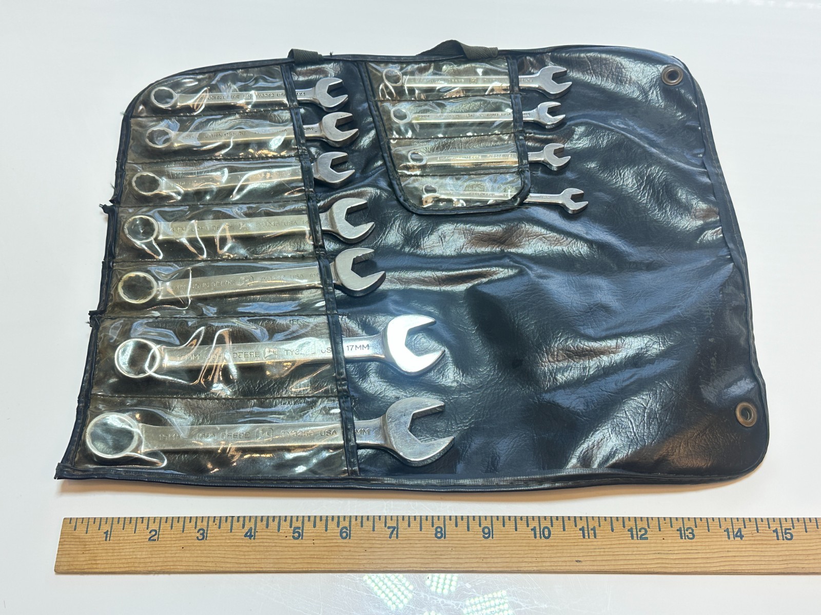 John Deere Tools USA 11pc Metric 7mm to 19mm Short Polished Wrench Set, Kit Bag