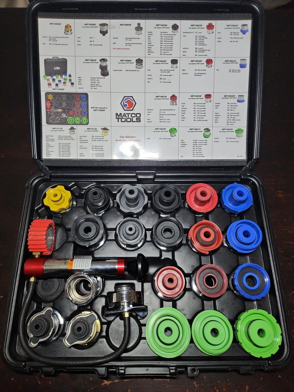 Matco Tools MPT15000P 15 PC Cooling System Adaptor Set used LIKE NEW