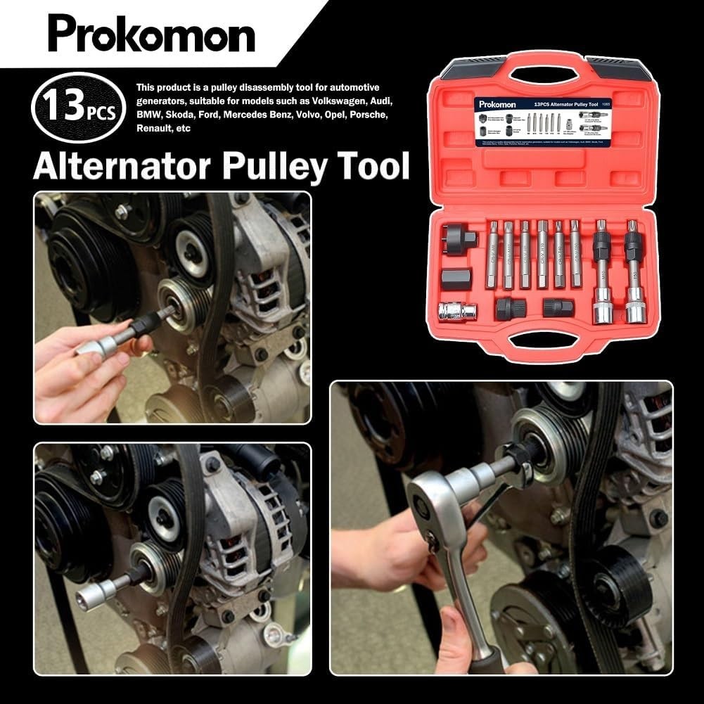 13-Piece Alternator Pulley Tool Kit for Smooth Vehicle Repairs – Chrome Vanadium