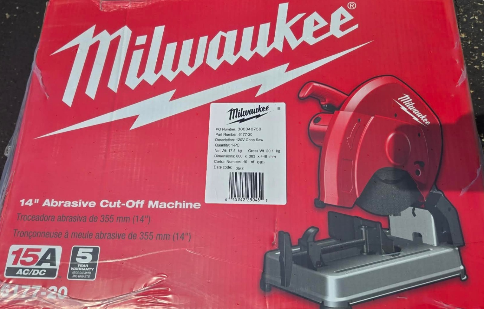 Milwaukee 6177-20 14″ Abrasive Cut-Off Machine NEW