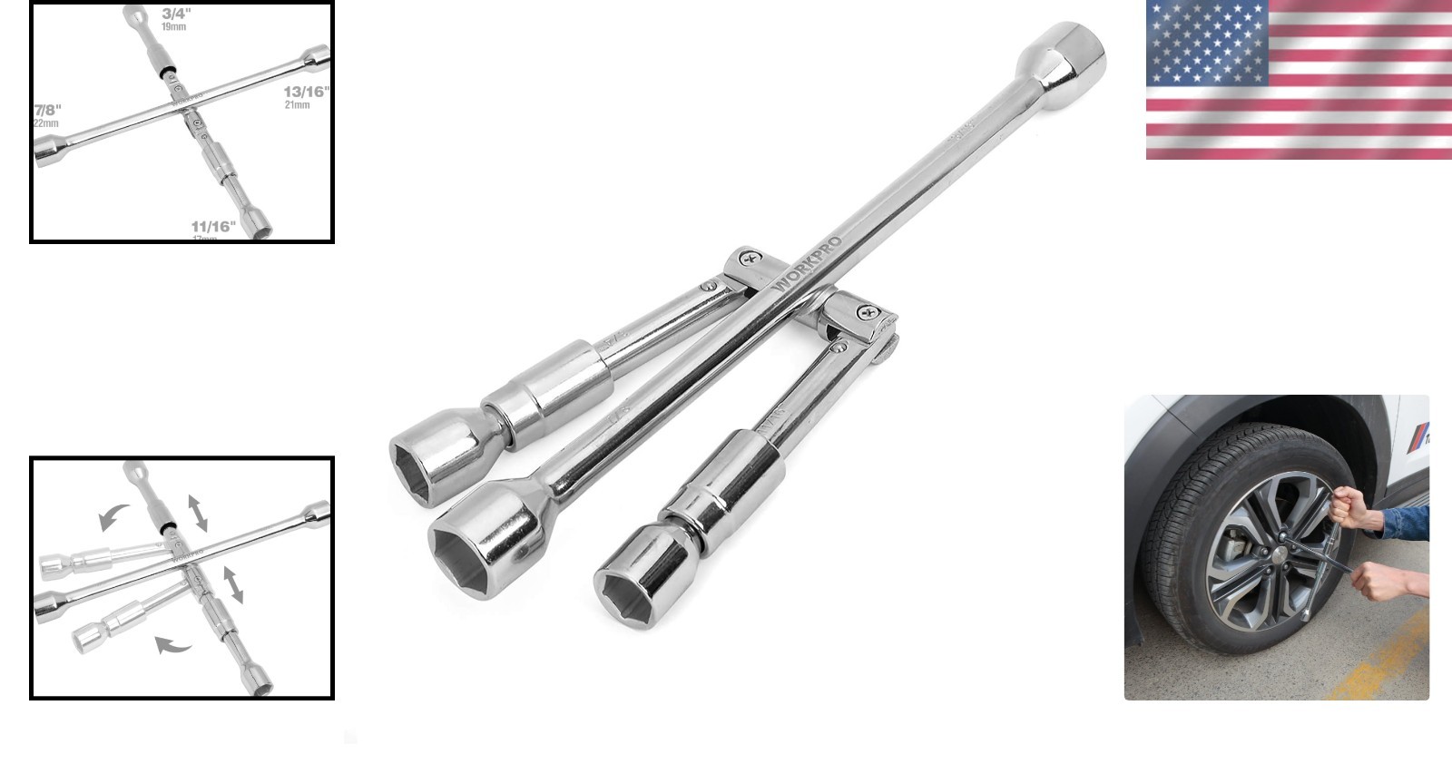 14-Inch Folding Lug Wrench – 4-Way Cross Design for Emergency Readiness