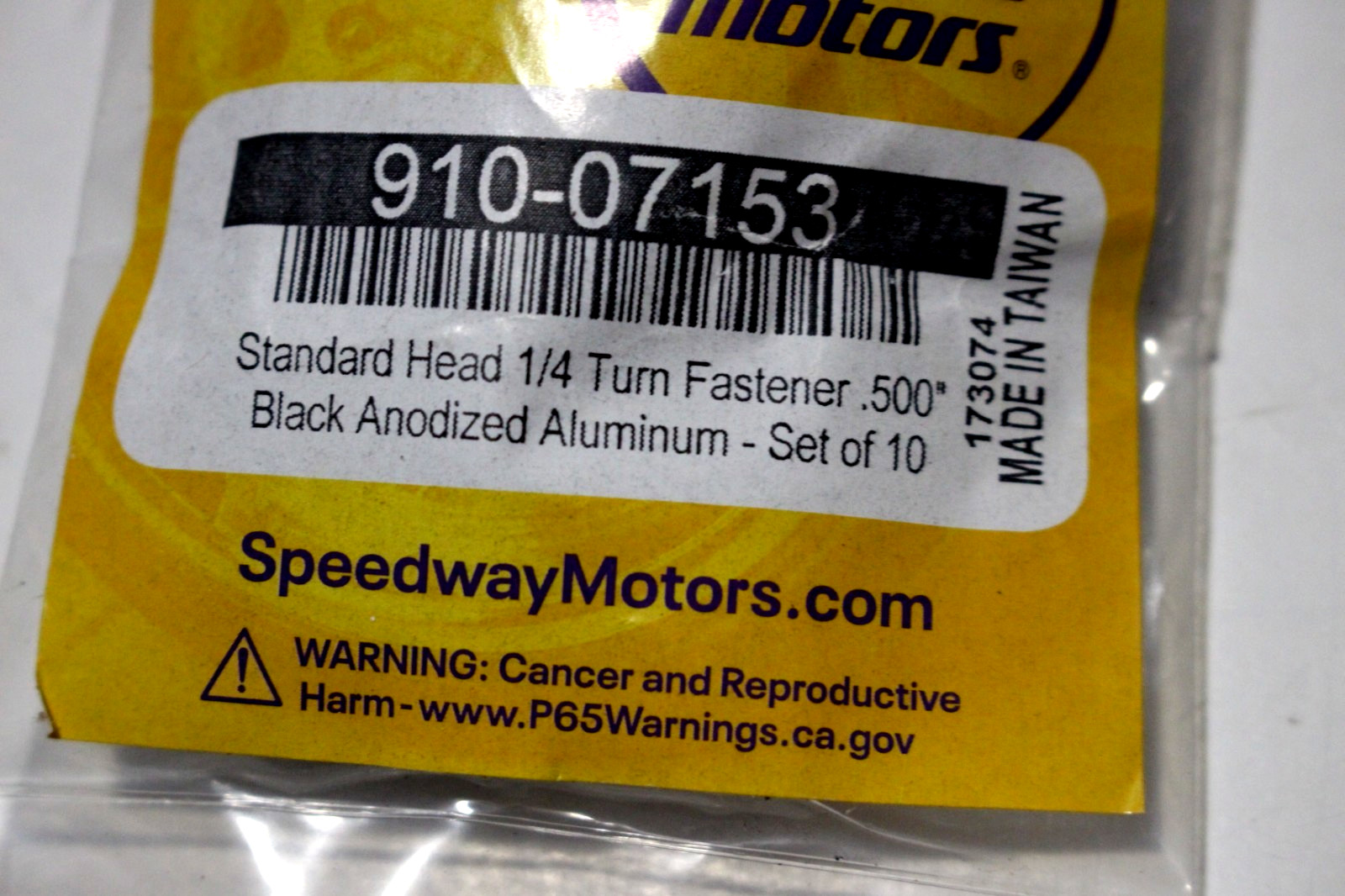 SPEEDWAY MOTORS 10-PIECE SET 1/4 TURN FASTENERS BLACK 910-07153 PLUS TOOL