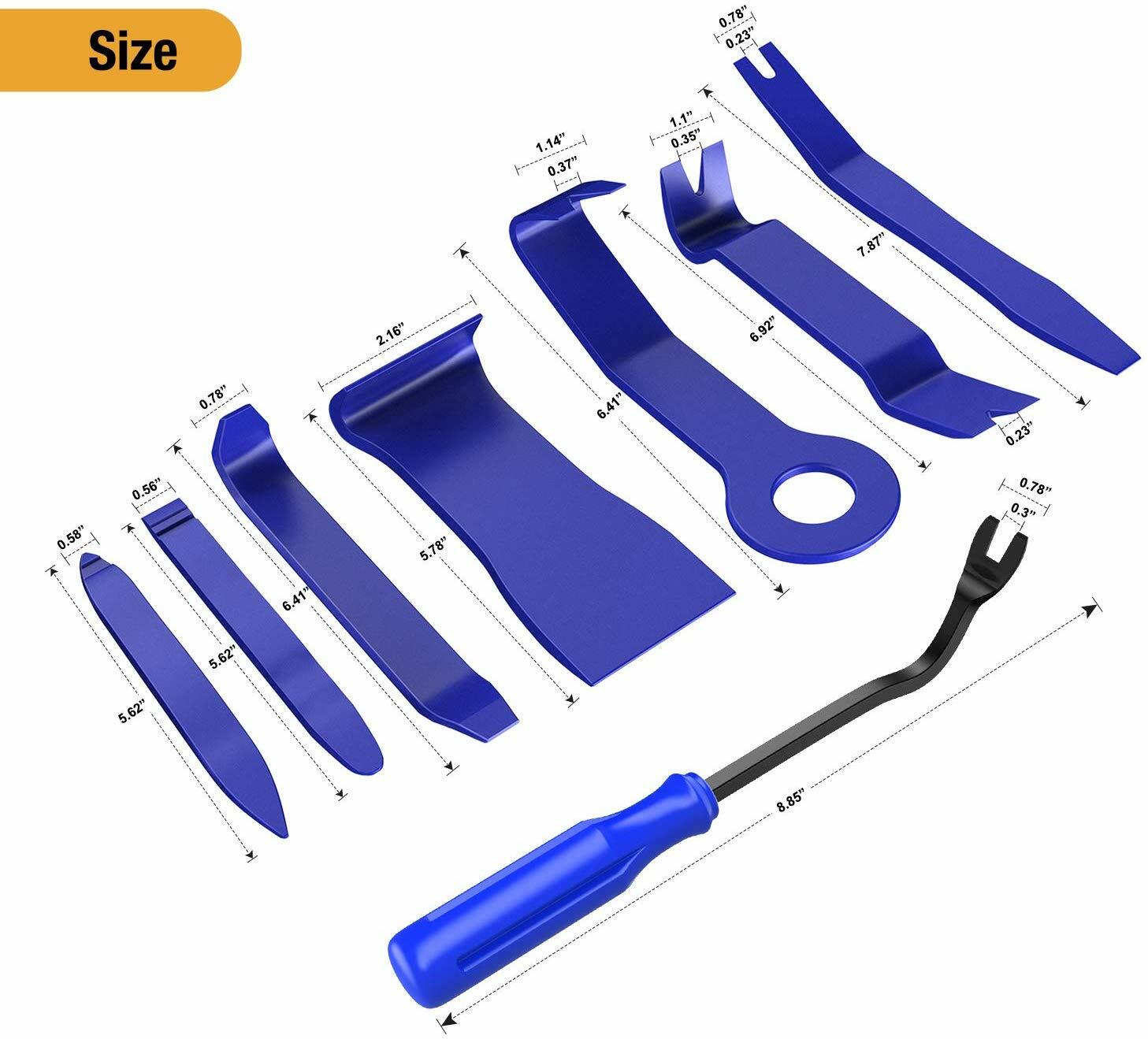 GOOACC 8PCS Auto Trim Removal Tool Kit No-Scratch Pry Tool Kit for Car Fastener