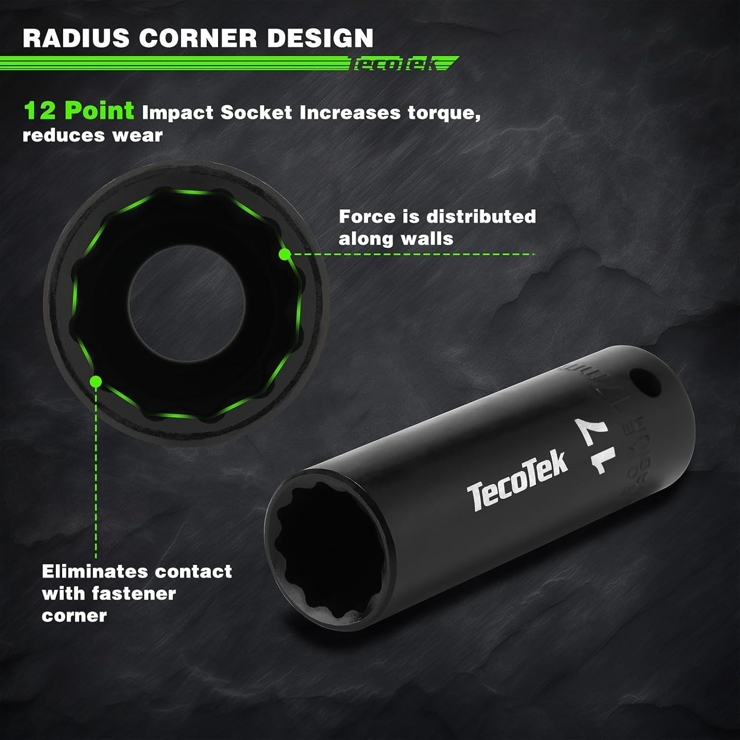 12 Pieces 1/2-Inch Drive Deep 12-Point Metric Impact Socket 10mm-24mm(Deep)