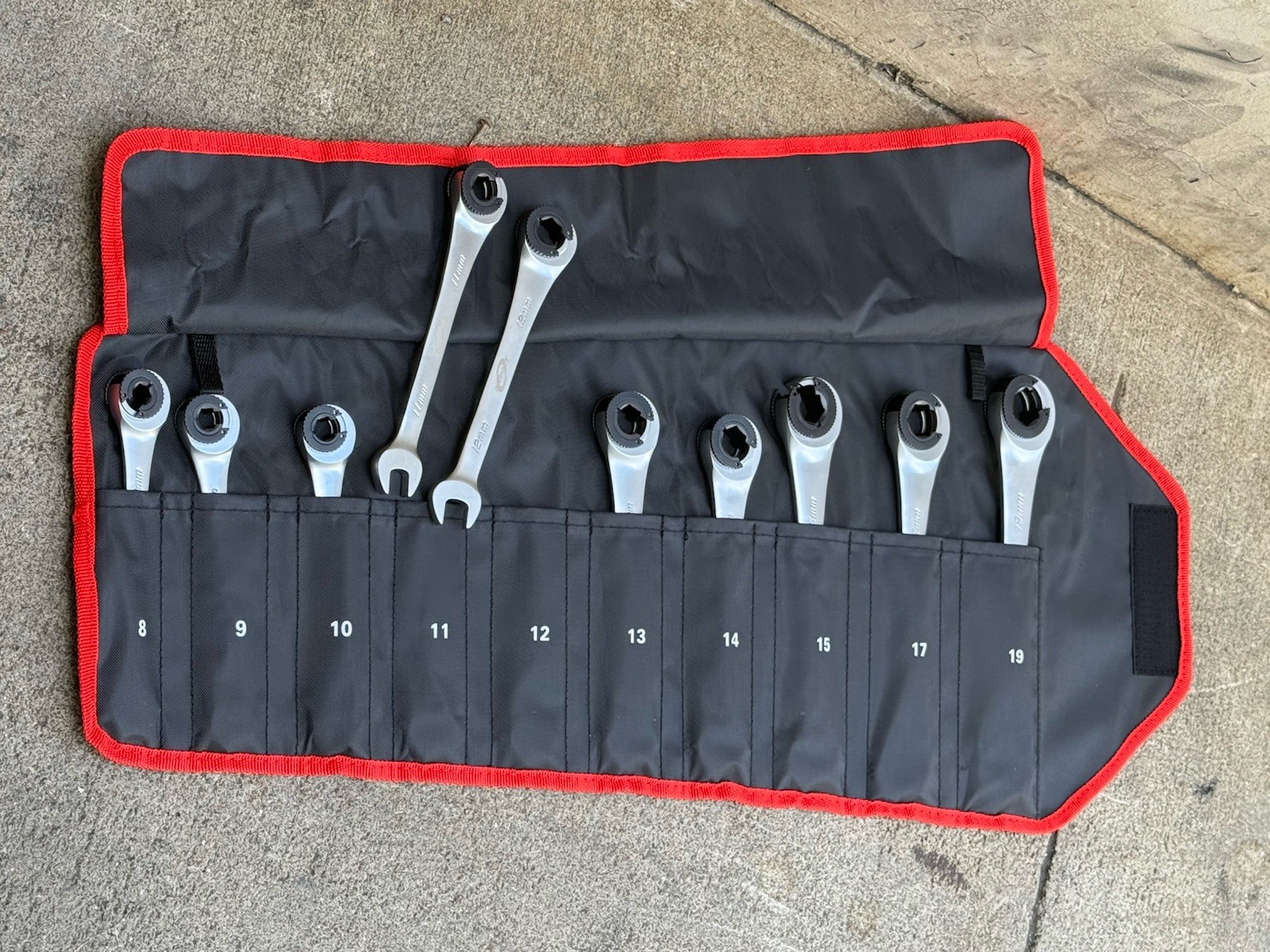 10PCS Metric Open-end Ratchet Wrench Set Flare Nut Tubing Comb Ratching Wrenches