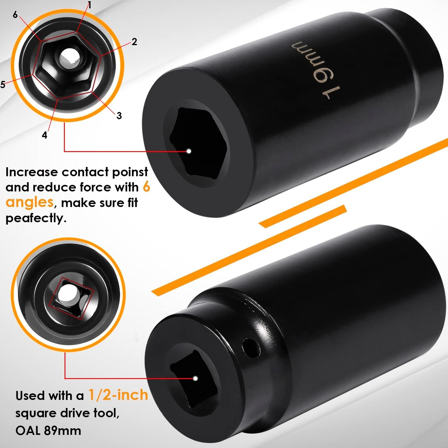 19mm Harmonic Balancer Socket & 50mm Crank Pulley Wrench Tool for Honda Acura