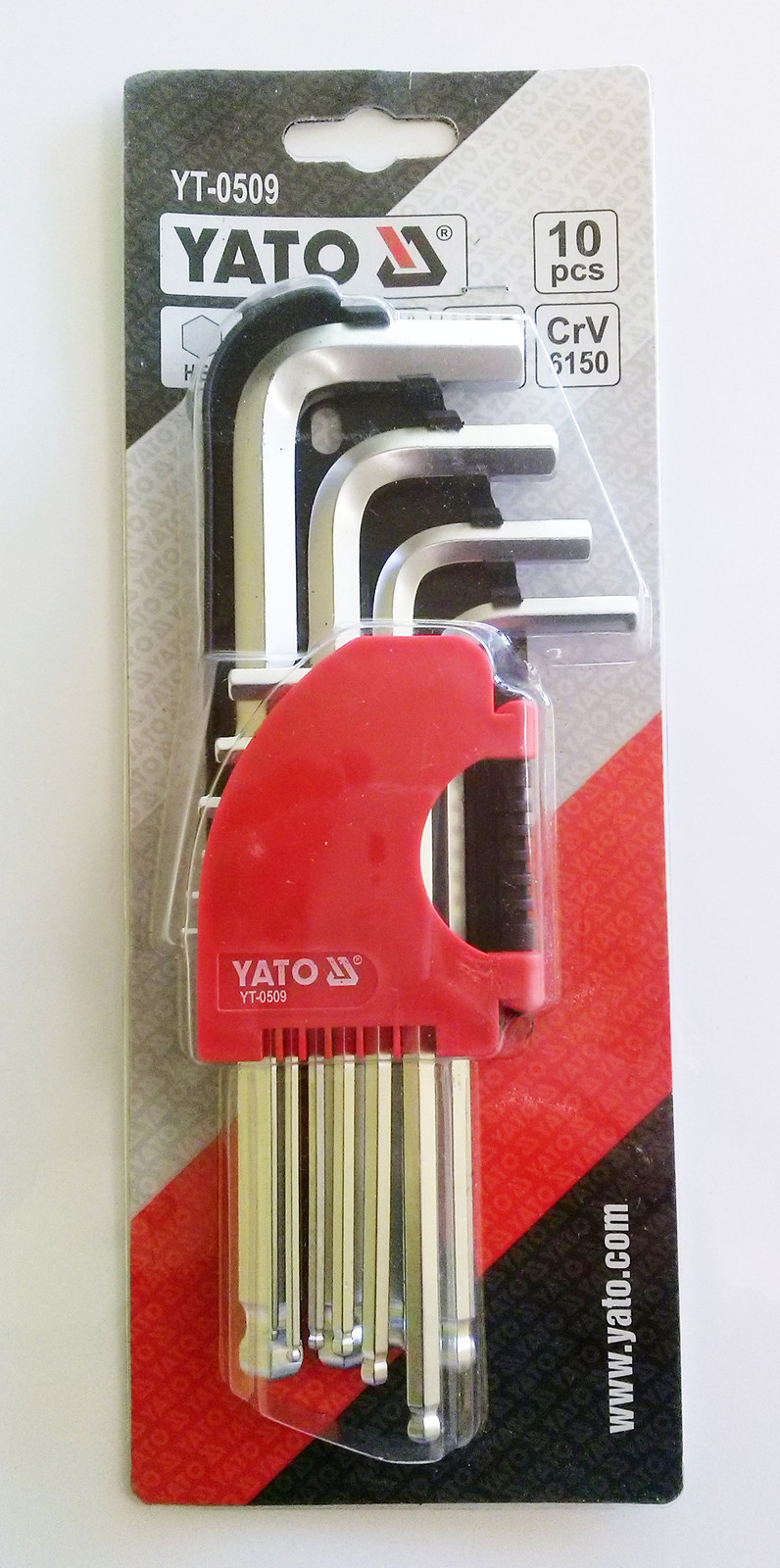 YATO YT-0509 Hex Key Set 10 Pcs 2-12mm HRC 52-55 CrV 6150