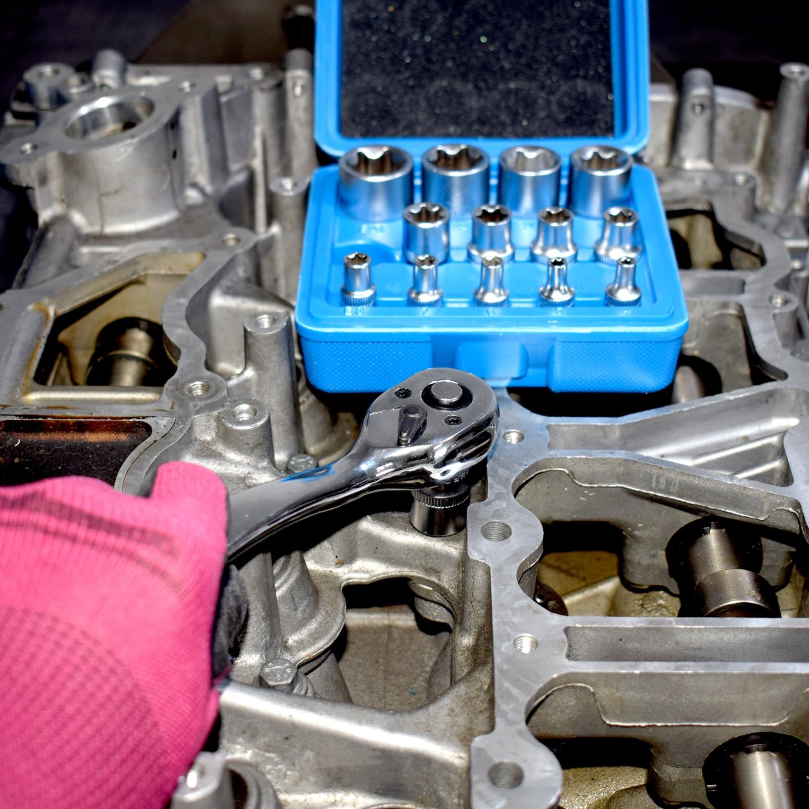 Yuesstloo E-Torx Socket Set, 14 Piece Female 14 PCS – E Socket, Blue Case
