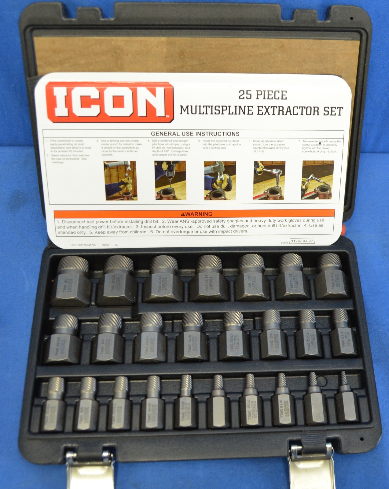 Icon Multispline Screw Extractor Set, 25-Piece XMS-25 58699