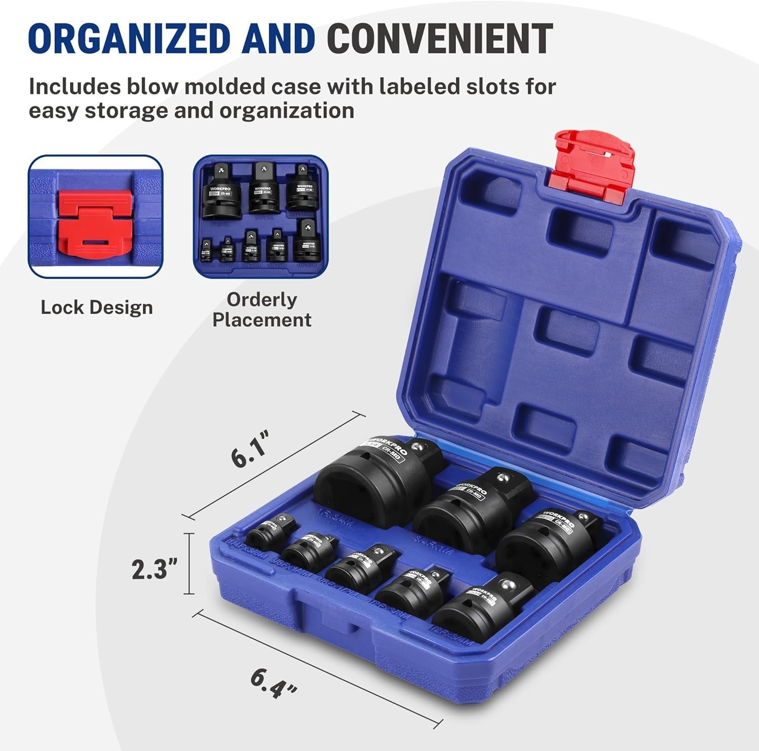 8PC Impact Socket Adapter Set – 1/4″, 3/8″, 1/2″, 3/4″, 1″ Drive Adapters wit…