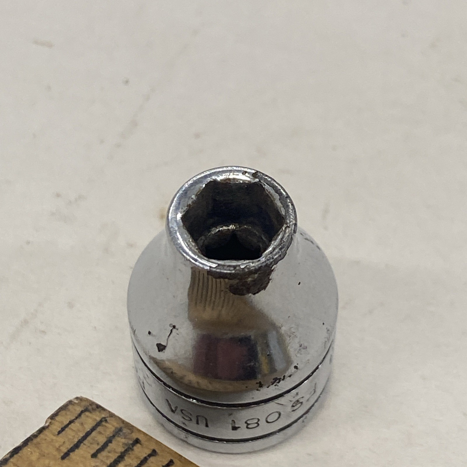 Snap On USA Tools FS081 3/8″ Drive 1/4″ 6PT Shallow Chrome Socket, M0275