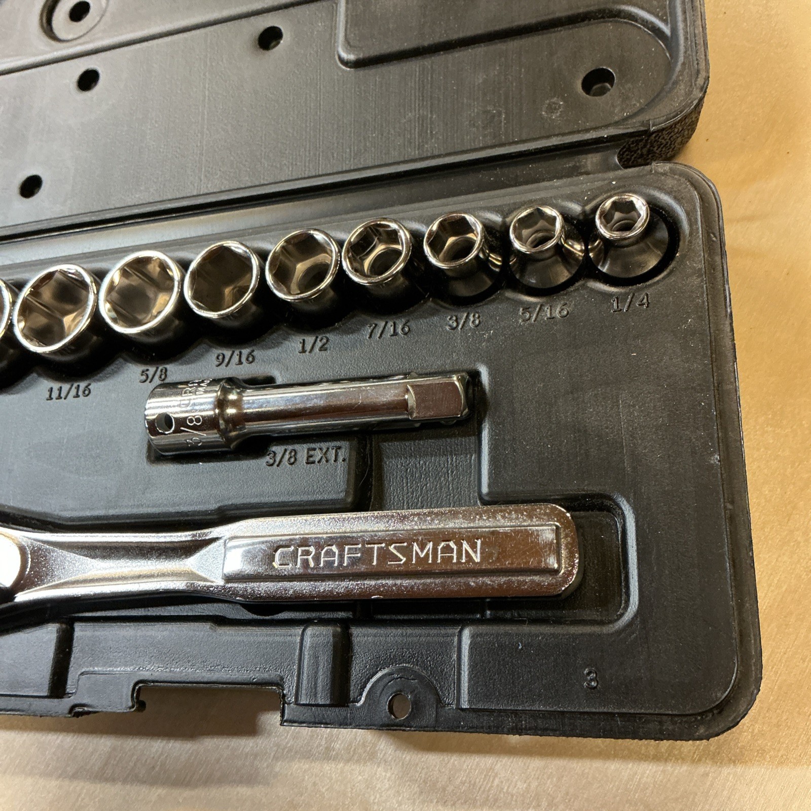 Craftsman USA 12 pcs 6 pt SAE 13/16” To 1/4” Ratchet Set 3/8”Drive FREE SHIPPING