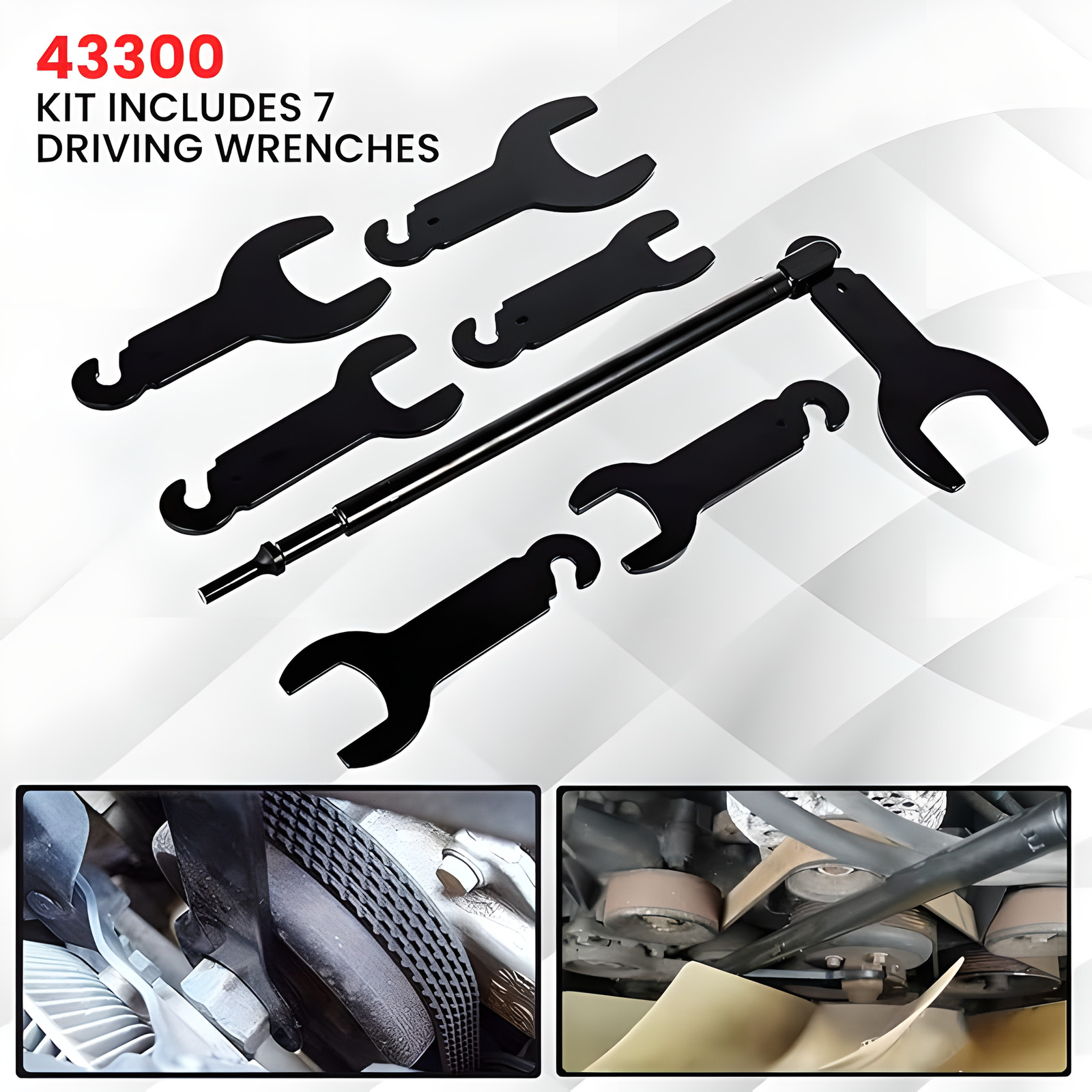 For Ford/GM/Chrysler/Jeep 43300 Pneumatic Fan Clutch Wrench Set Removal Tool Kit
