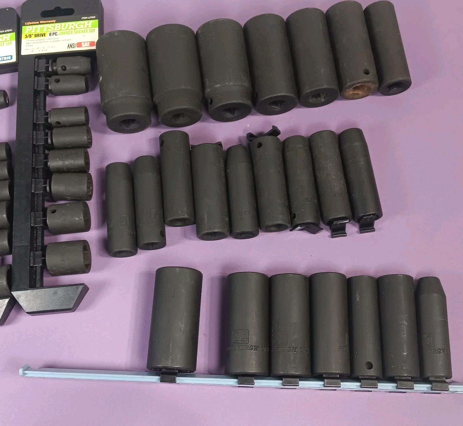 Lot of 38 Mixed Impact CRV Deep Sockets 3/4″ & 1/2″ Pittsburgh Tools