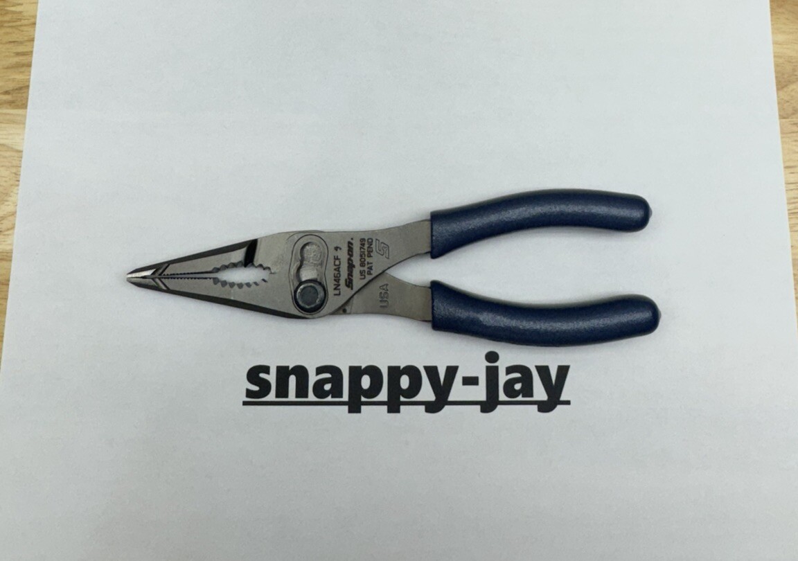 Snap-on Tools NEW POWER BLUE 7″ Talon Grip long nose Slip Joint Pliers -LN46ACF